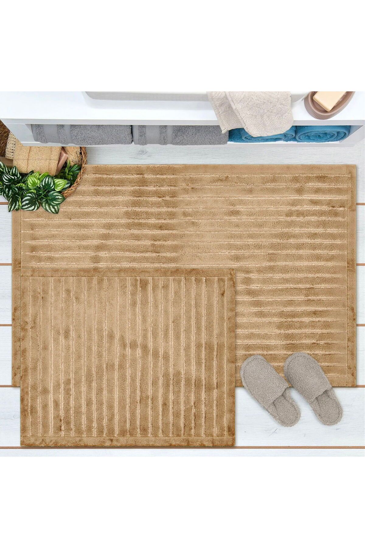 MATMEL Nuvo Banyo Paspası - Bej - 60x100 cm + 50x60 cm