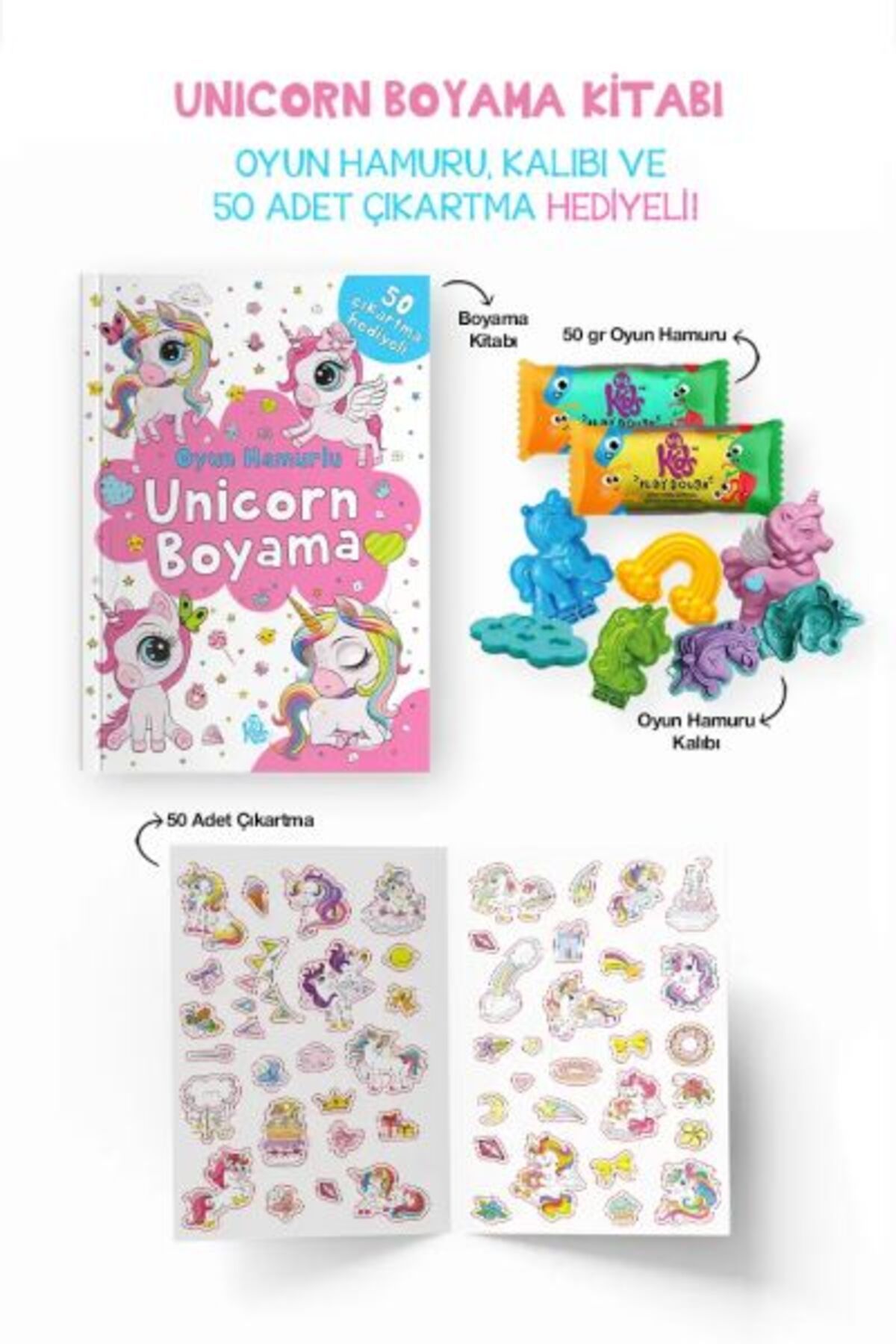 Karatay Yayınları Unicorn Boyama Kitabı - Oyun Hamurlu - 3 Yaş