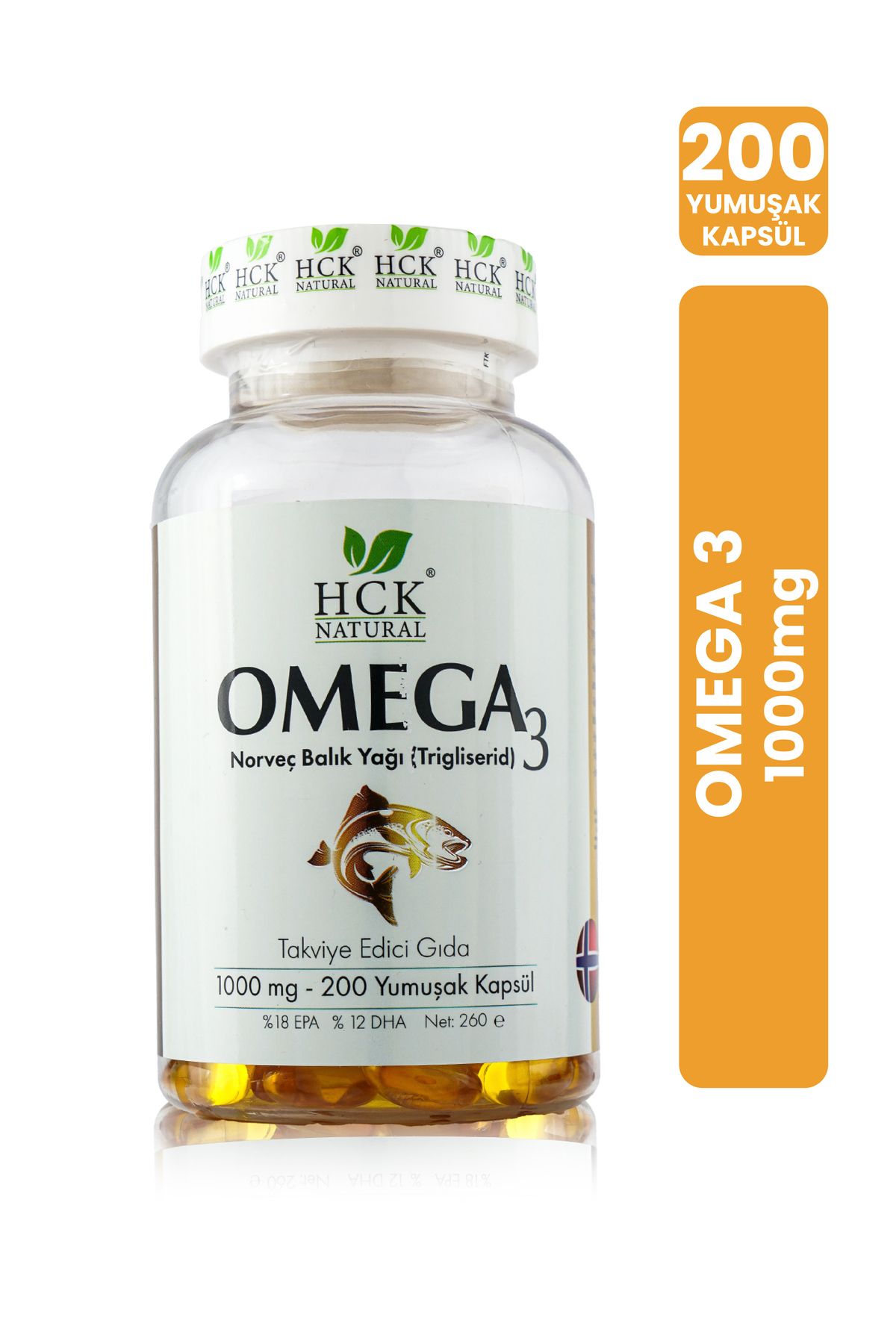 HCK NATURAL Omega 3 1000mg Balık Yağı İçeren Takviye Edici Gıda 200 Yumuşak Kapsül
