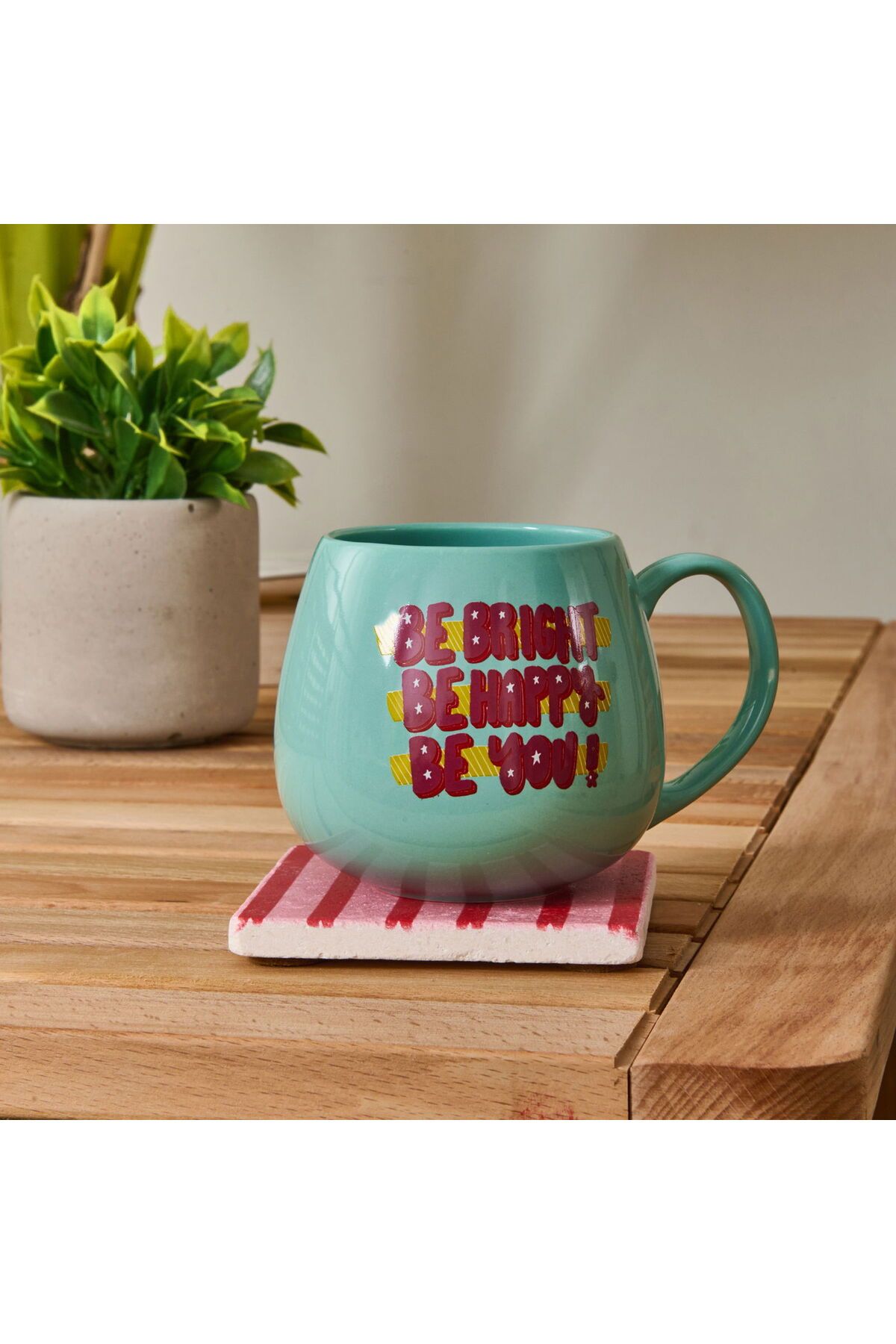 MATMEL Be Bright Be Happy Be You Sloganlı Kupa - Yeşil - 310 ml
