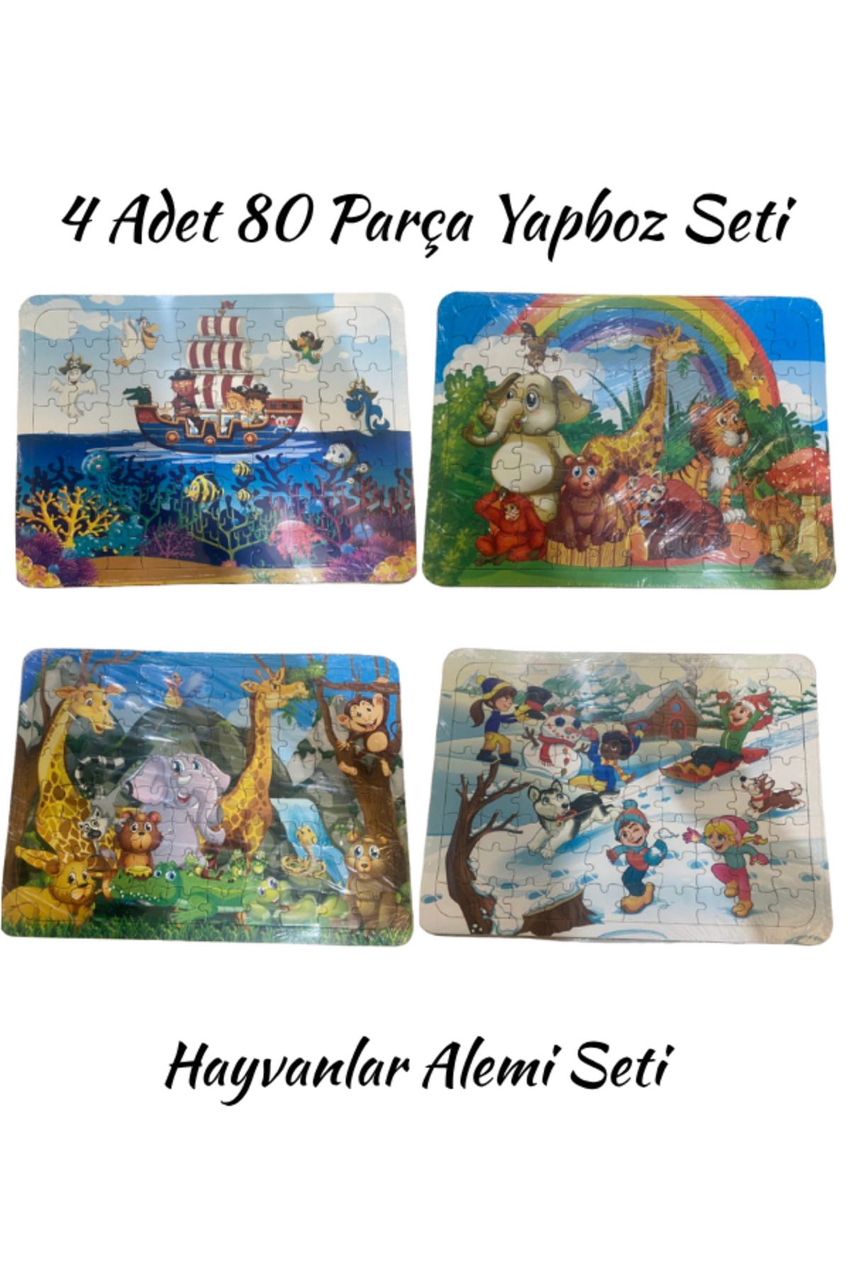 Janissary 4 Adet 80 Parça 27x37cm Yapboz Seti, Eğitici Ve Öğretici Ahşap Çocuk Puzzle & Yapboz