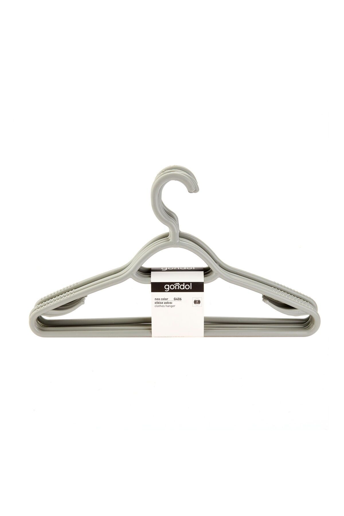 MATMEL 6'lı Plastik Elbise Askısı - Gri - 38 cm
