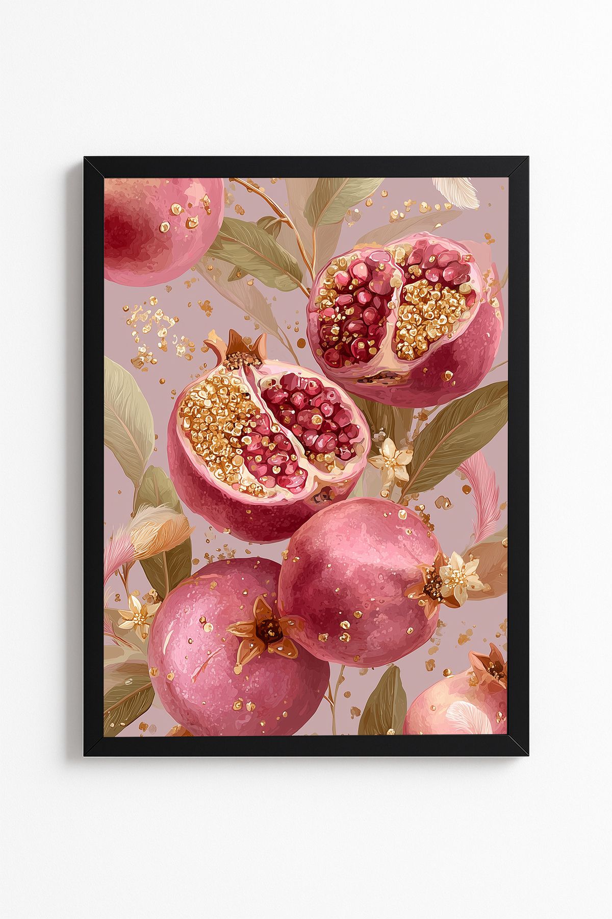Patte Sanatsal Nar Poster- Nar Çizim Poster - Çerçevesiz Duvar Poster Yüksek Kaliteli Tablo