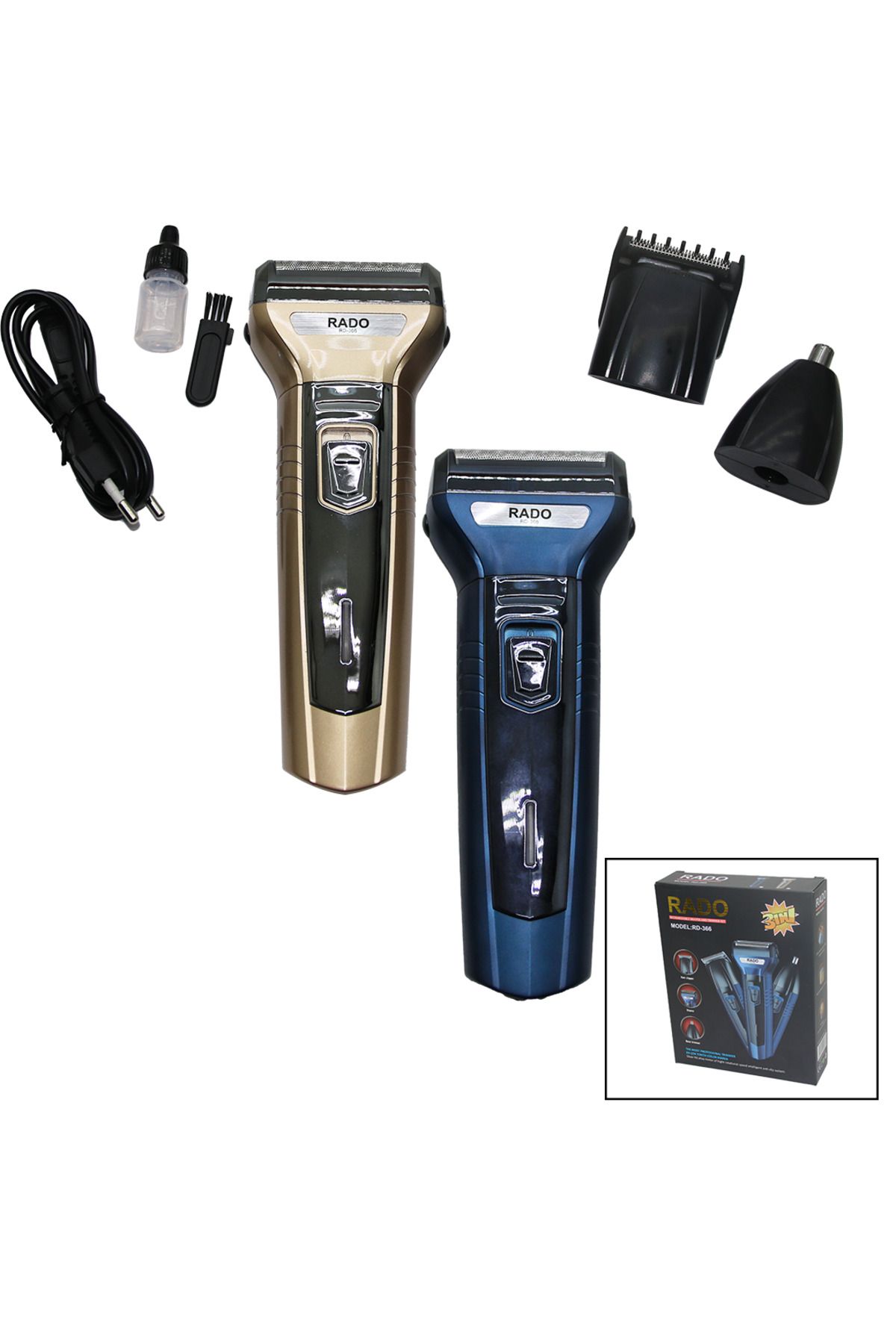 STOREMAX svticaret 3IN1 SIFIR SAKAL - BURUN-KULAK KIL ALMA - SAÇ SAKAL FİŞ ŞARJLI TRAŞ MAKİNESİ RD-366