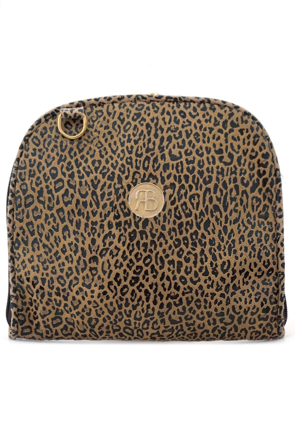 hapshoe-Brown Leopard Patterned Double Size Portable Shopping Bag 1