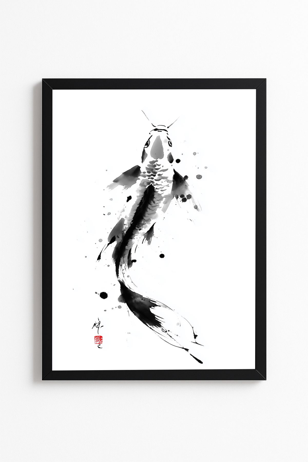 Patte Balık Siyah Beyaz Poster - Soyut Poster - Çerçevesiz Duvar Poster Yüksek Kaliteli Tablo