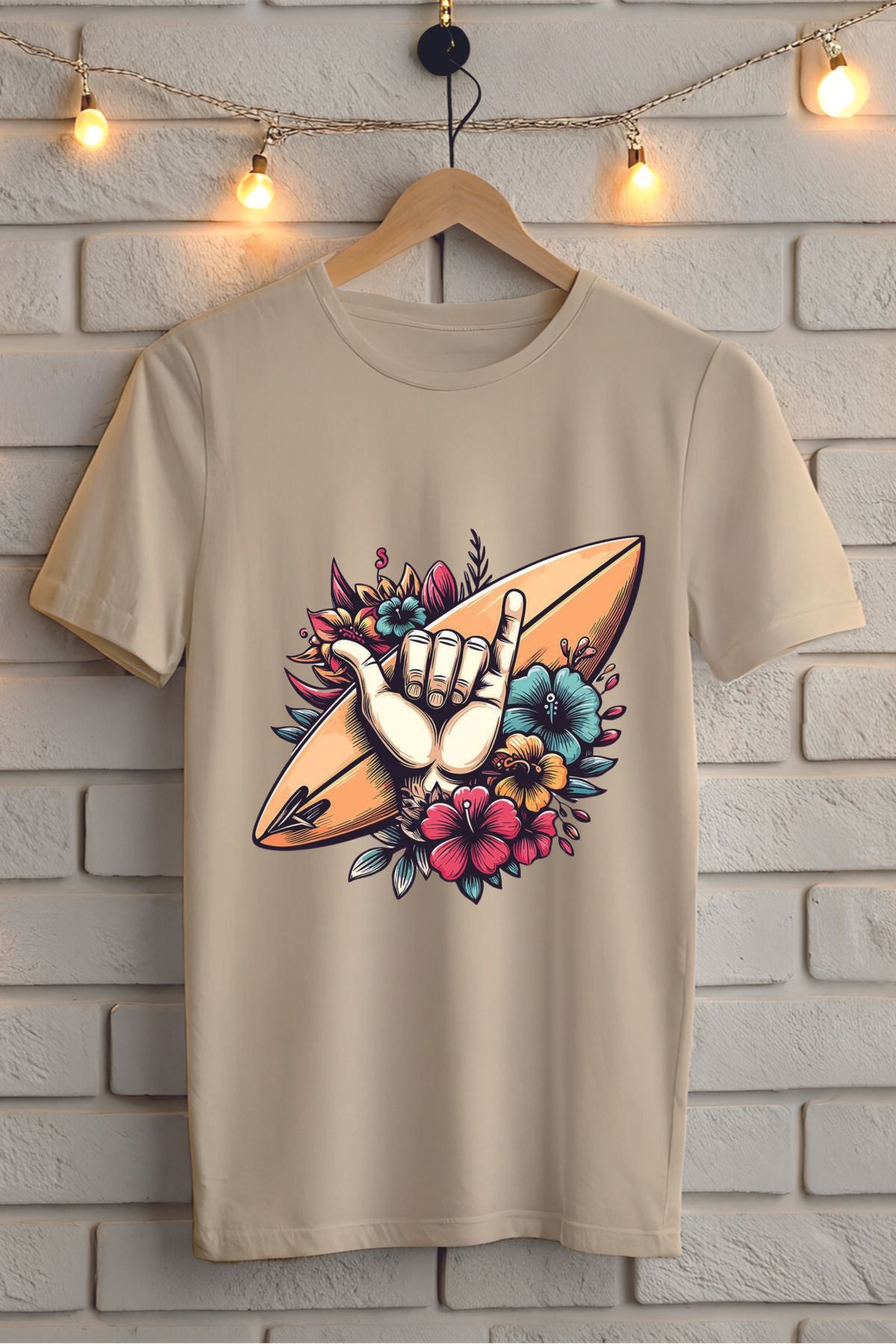 ModaSphere Sörf Baskılı Unisex Oversize Tişört