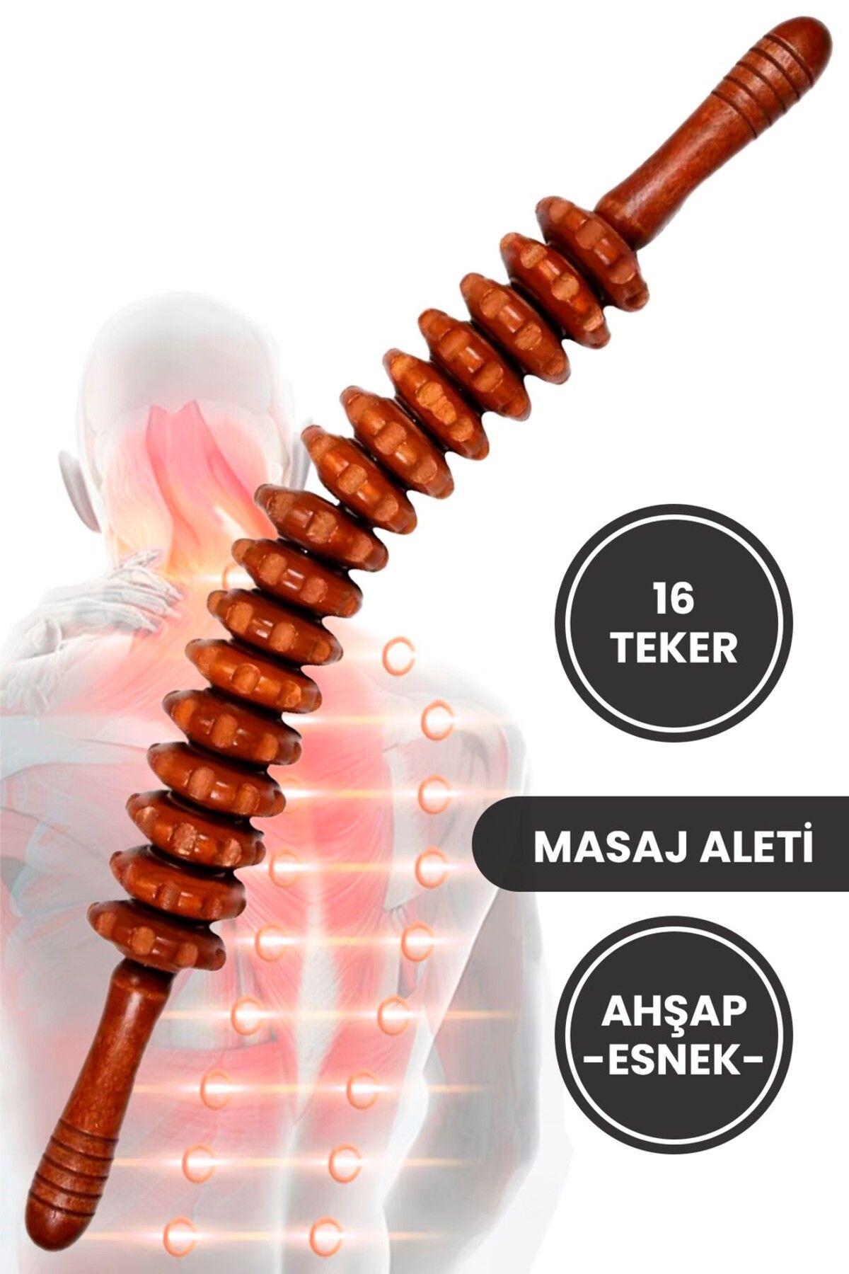 mei Esnek 16 Tekerlekli Ahşap Gua Sha Masaj Çubuğu | Lenf Drenajı ve Selülit Karşıtı Roller