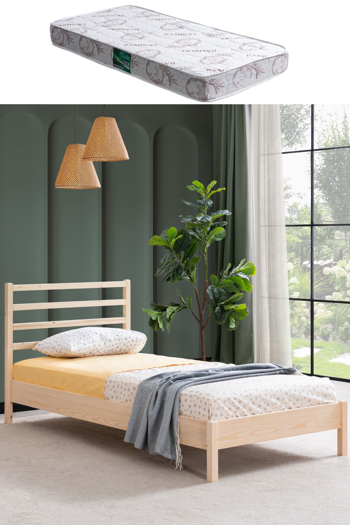 Setay Venüs Doğal Ladin Ağaç Karyola - 100x200 Comfort Yatak