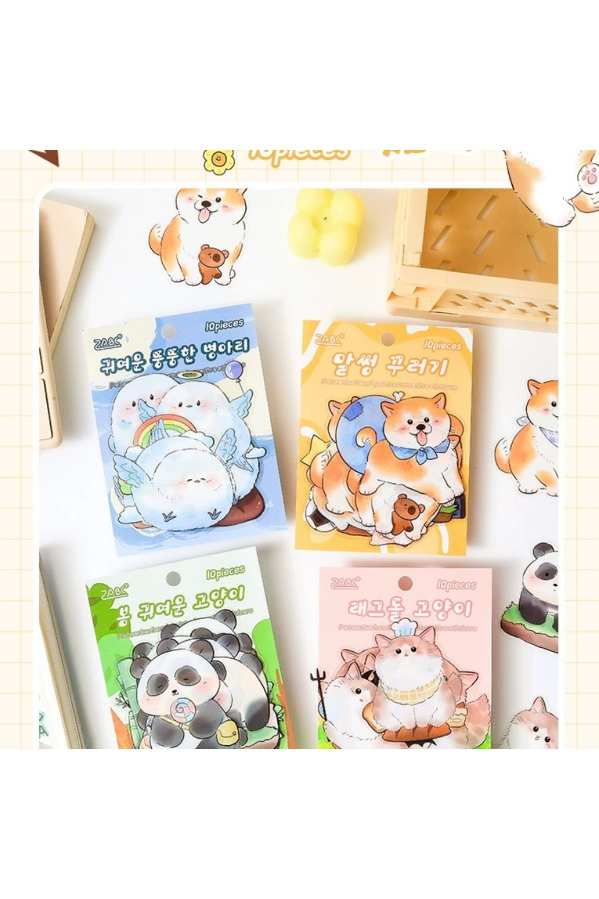 İthal O17-10 adet büyük boy hayvan pet sticker - Numara : 2