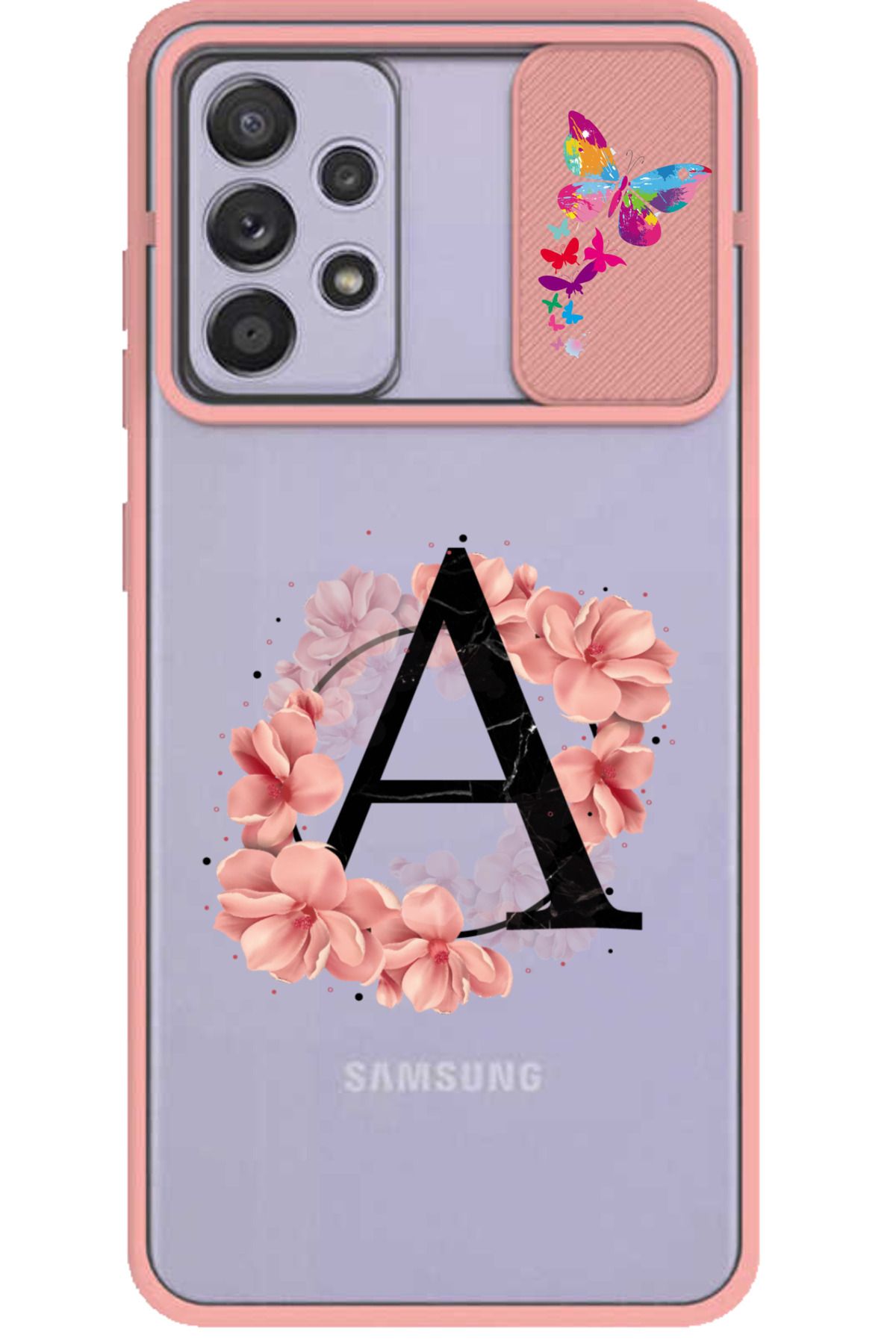 Rotaks Samsung Galaxy A52 - A52s Uyumlu Kılıf Sürgülü Slayt Kamera Korumalı İsme Özel Baskılı