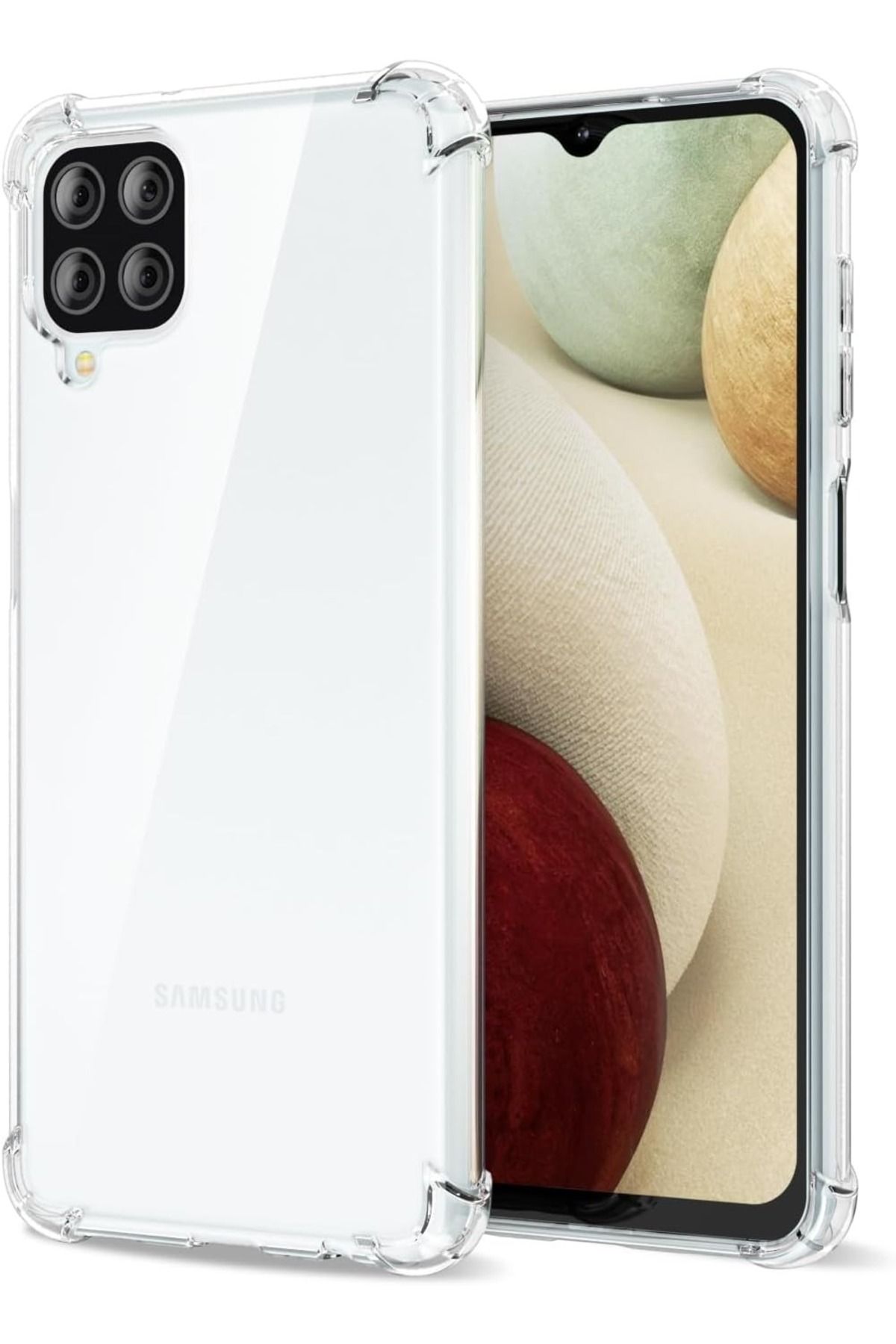 CaseArt Samsung Galaxy A12 ile uyumlu Kapak Köşe Korumalı Airbag Antishock Şeffaf Silikon Kılıf