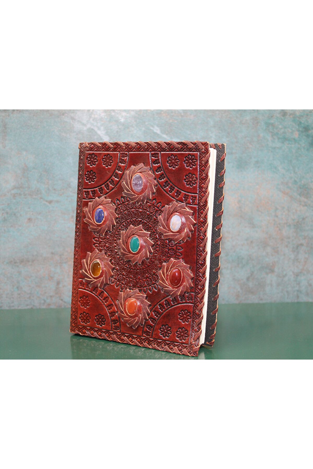 Orkun MANDIRACILAR Taşlı Deri Defter Model 10