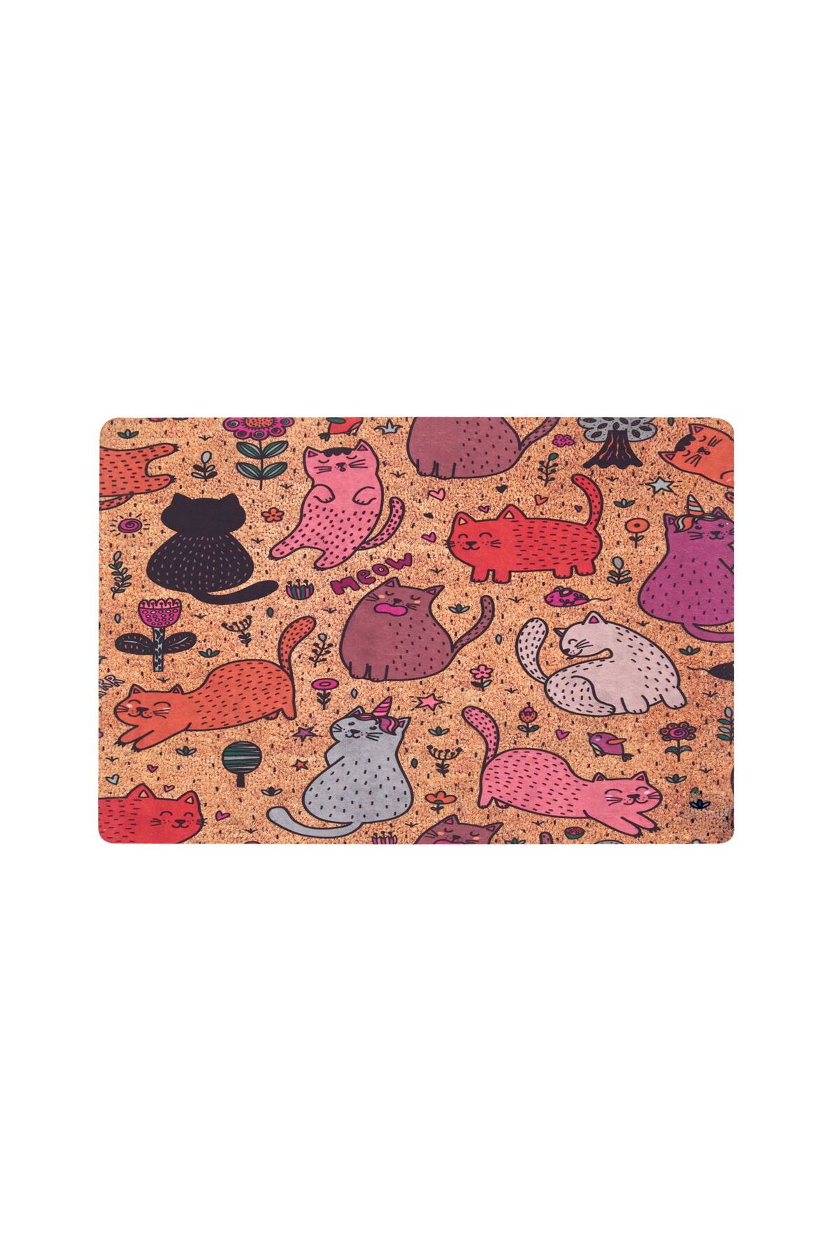 MATMEL Home Peppina Kapı Önü Paspası - Renkli Kediler - 40x60 cm