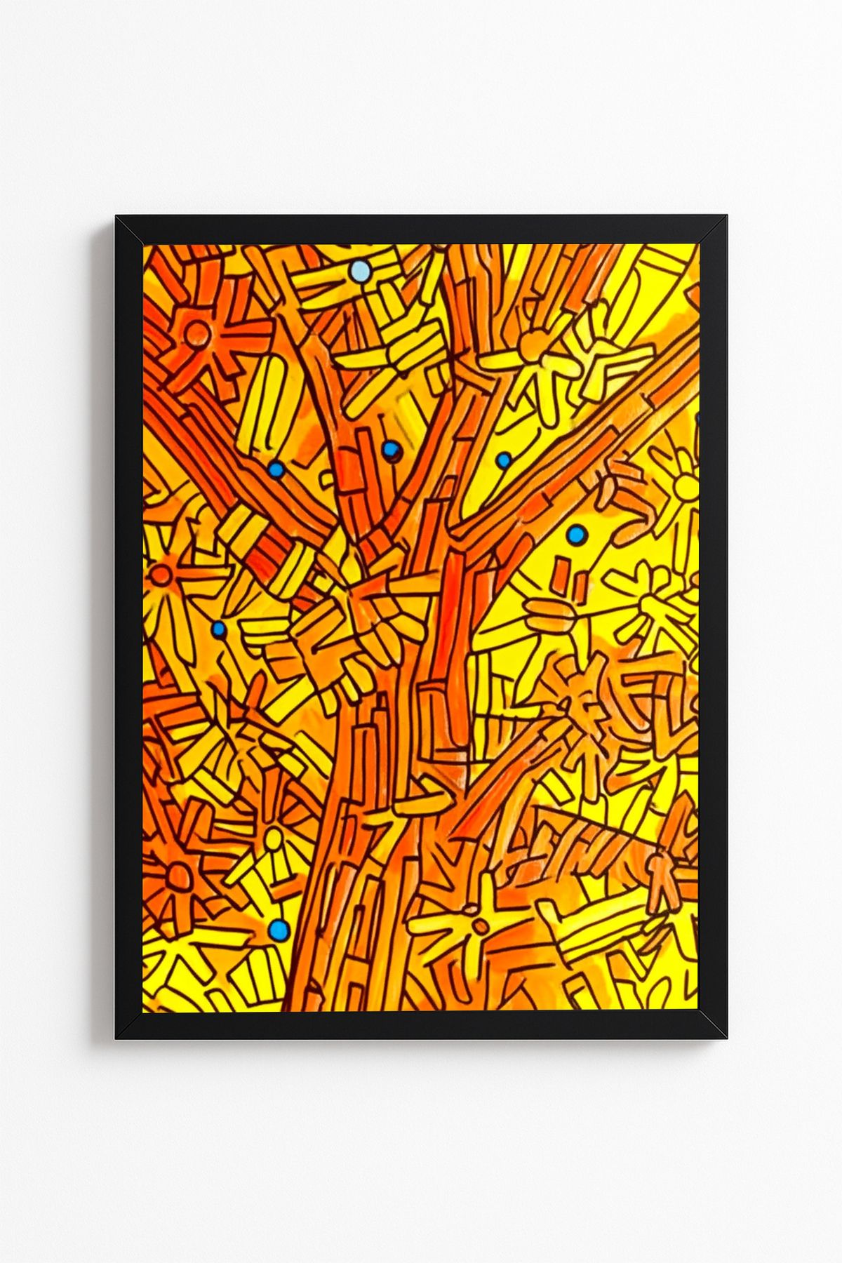 Patte Sarı ve Turuncu Ağaç Desenli Poster - Soyut Poster - Çerçevesiz Duvar Poster Yüksek Kaliteli Tablo