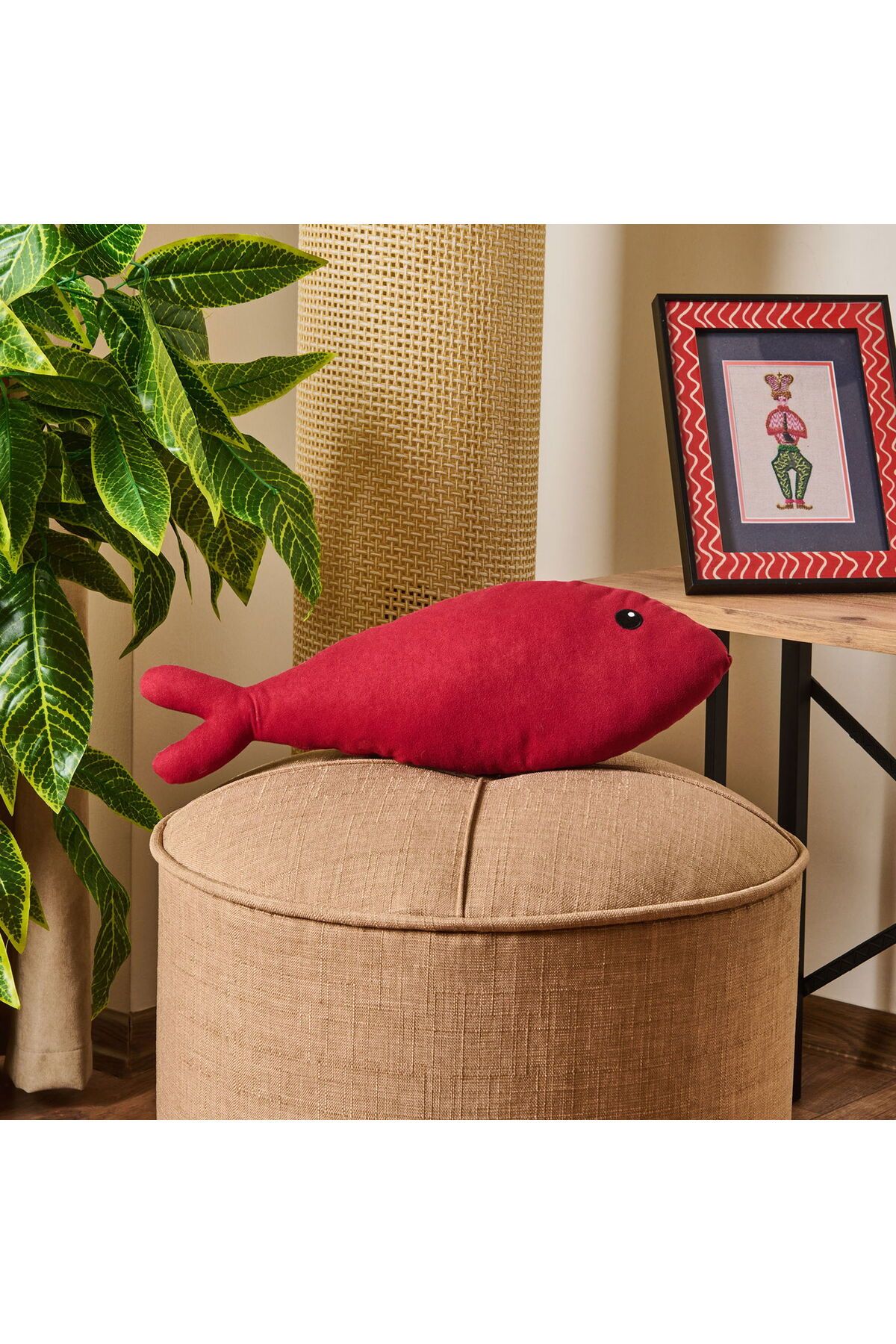 ASPARTAM Balık Figürlü Yastık - Kırmızı - 40x16 cm