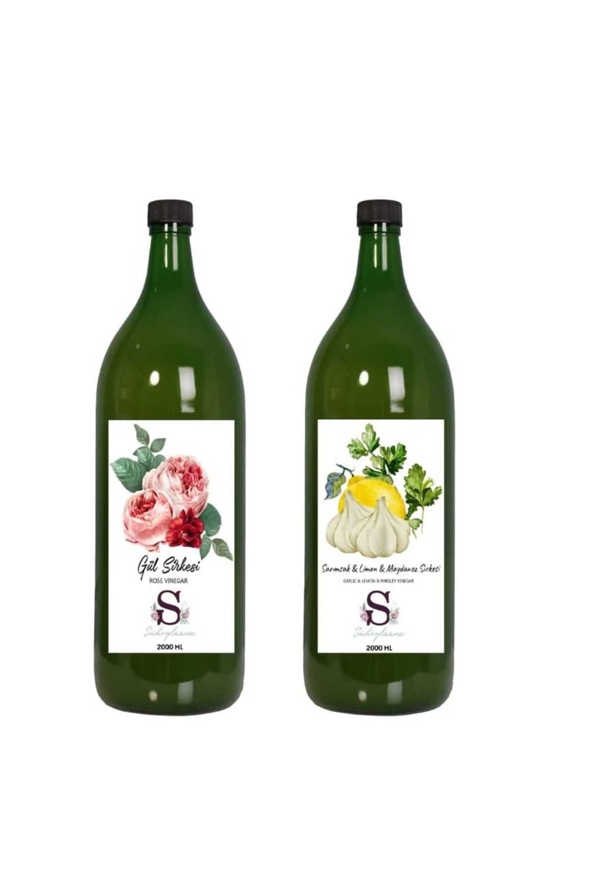 Süheylaana Doğal Gül Sirkesi 2000 Ml - Doğal Sarımsak & Limon & Maydanoz Sirkesi 2000 Ml