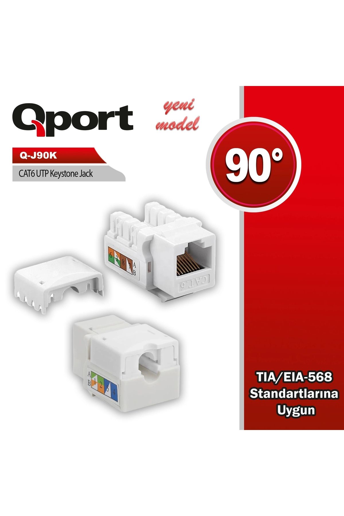 Qport TEKNOTEG - QPORT Q-J90K CAT6 90 DERECE KEYSTONE JACK