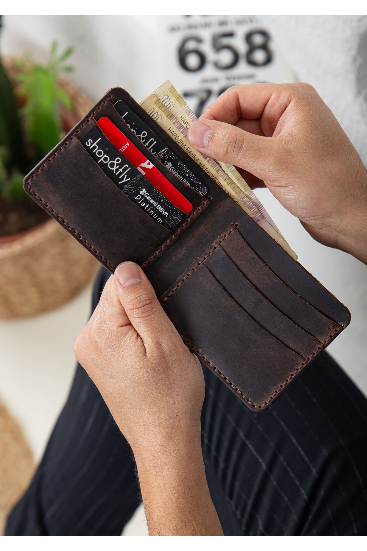 Niki Leather Valerin Klasik El Yapımı Kahverengi Gerçek Deri Cüzdan