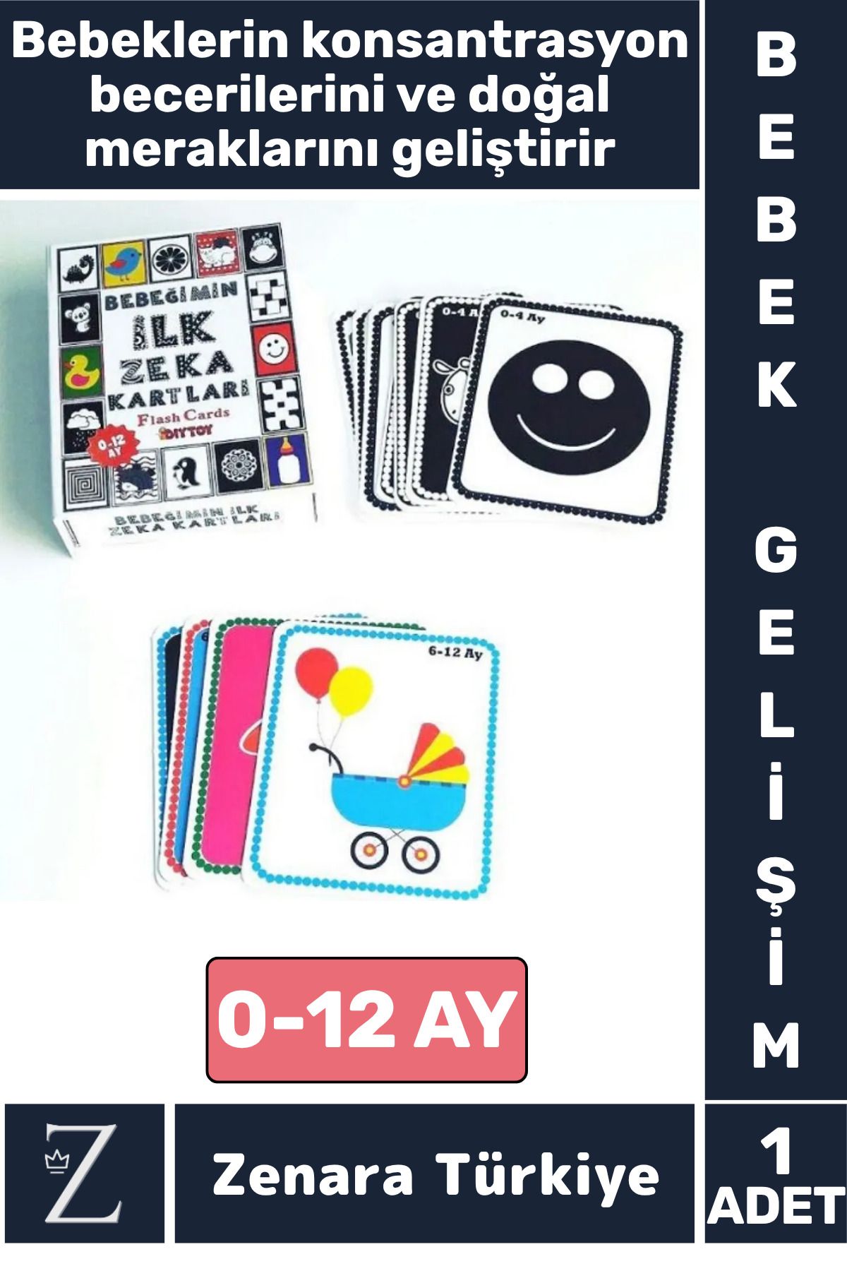 Zenara Bebek El Göz Koordinasyon Görsel Algı Geliştirici Anne Bebek Öğretici BEBEĞİMİN İLK ZEKA KARTLARI
