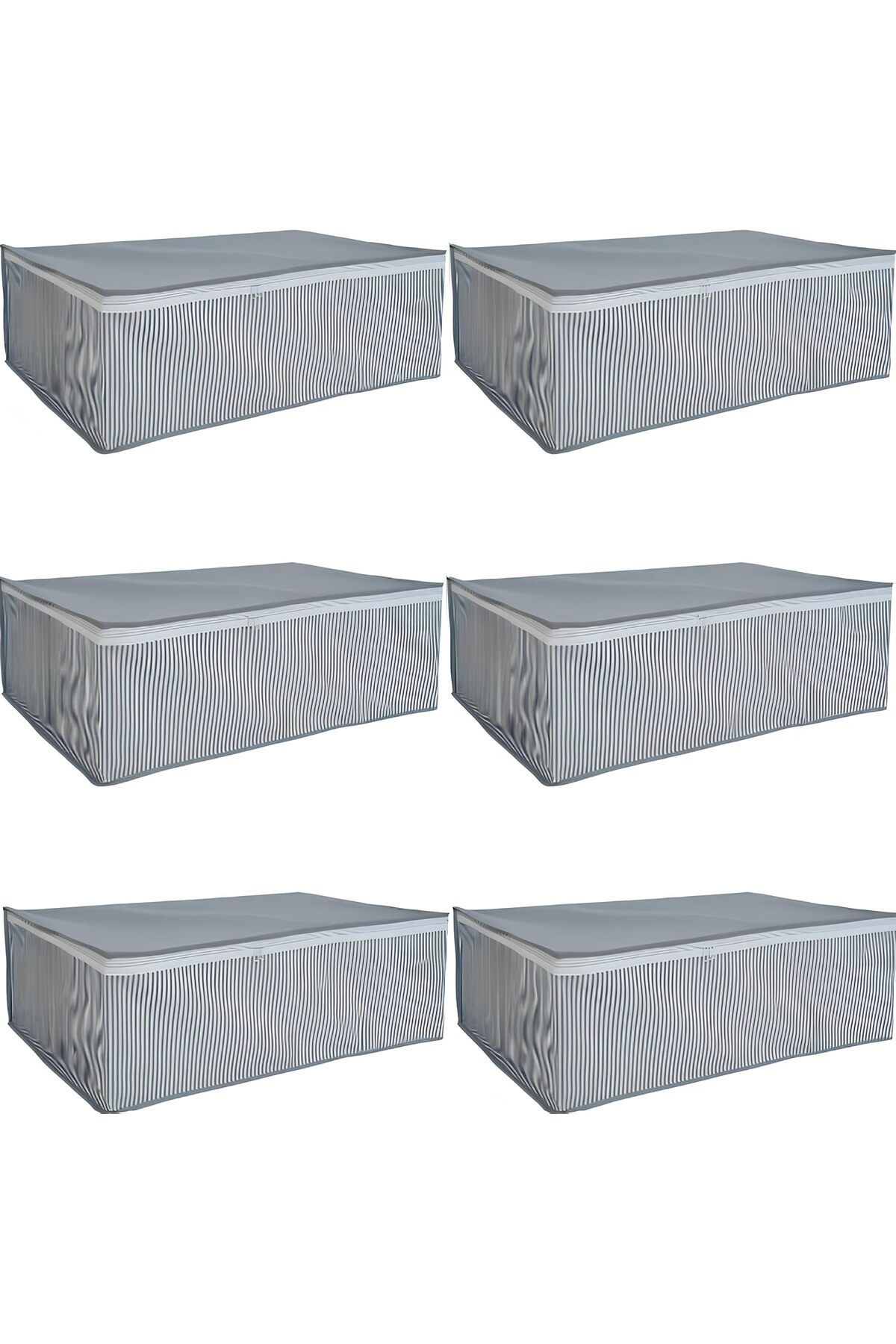 STOREMAX ELZ 6 Adet Çizgili Hurç Seti Büyük Boy Baza Altı Çekyat Düzenleyeci Çeyiz Bohçası 64 x 48