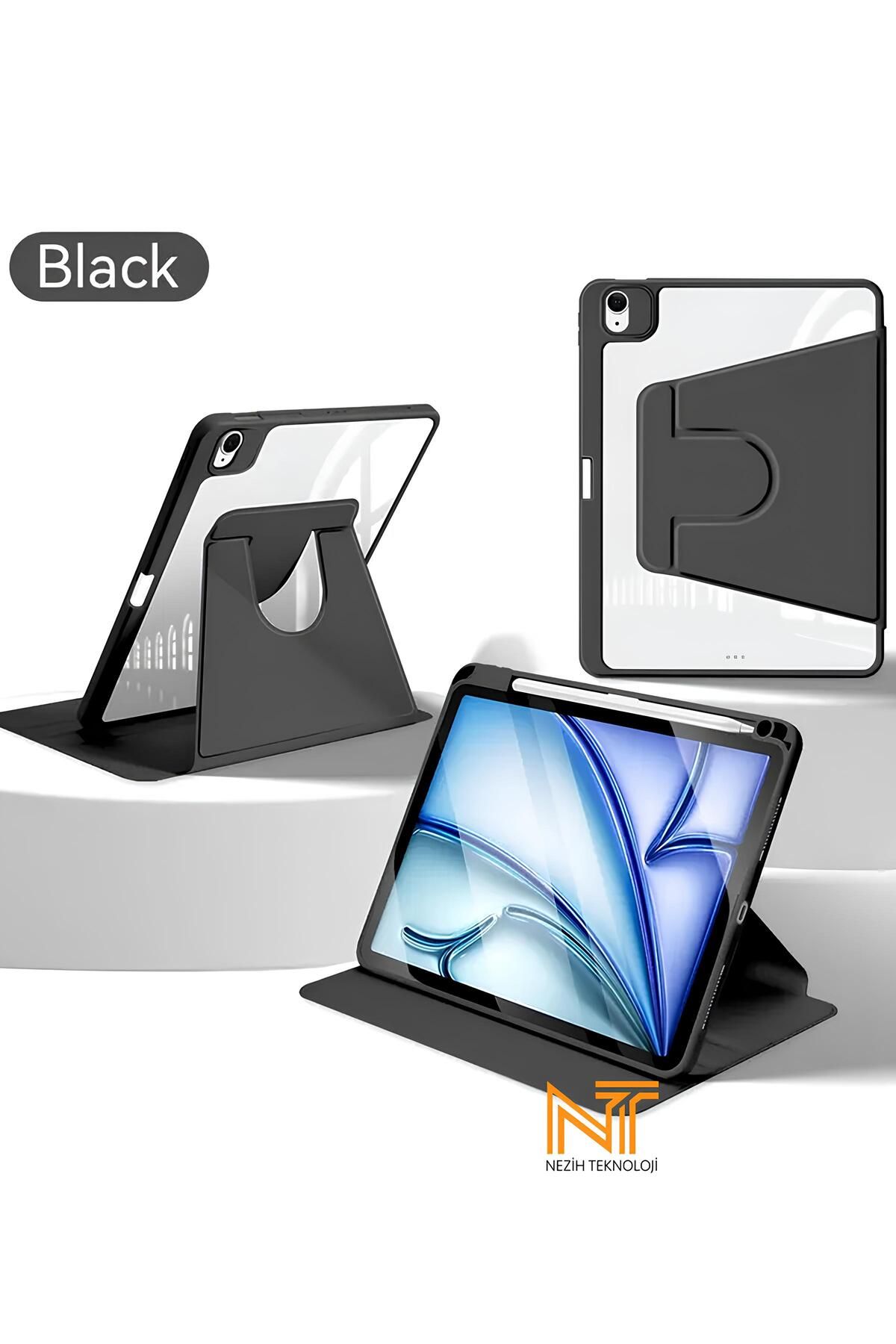 Nezih Case Apple Ipad 10.2 /10.5 (7. 8. 9.NESİL) 2020/2021 Uyumlu 360 Dönebilen Kalem Bölmeli Kılıf