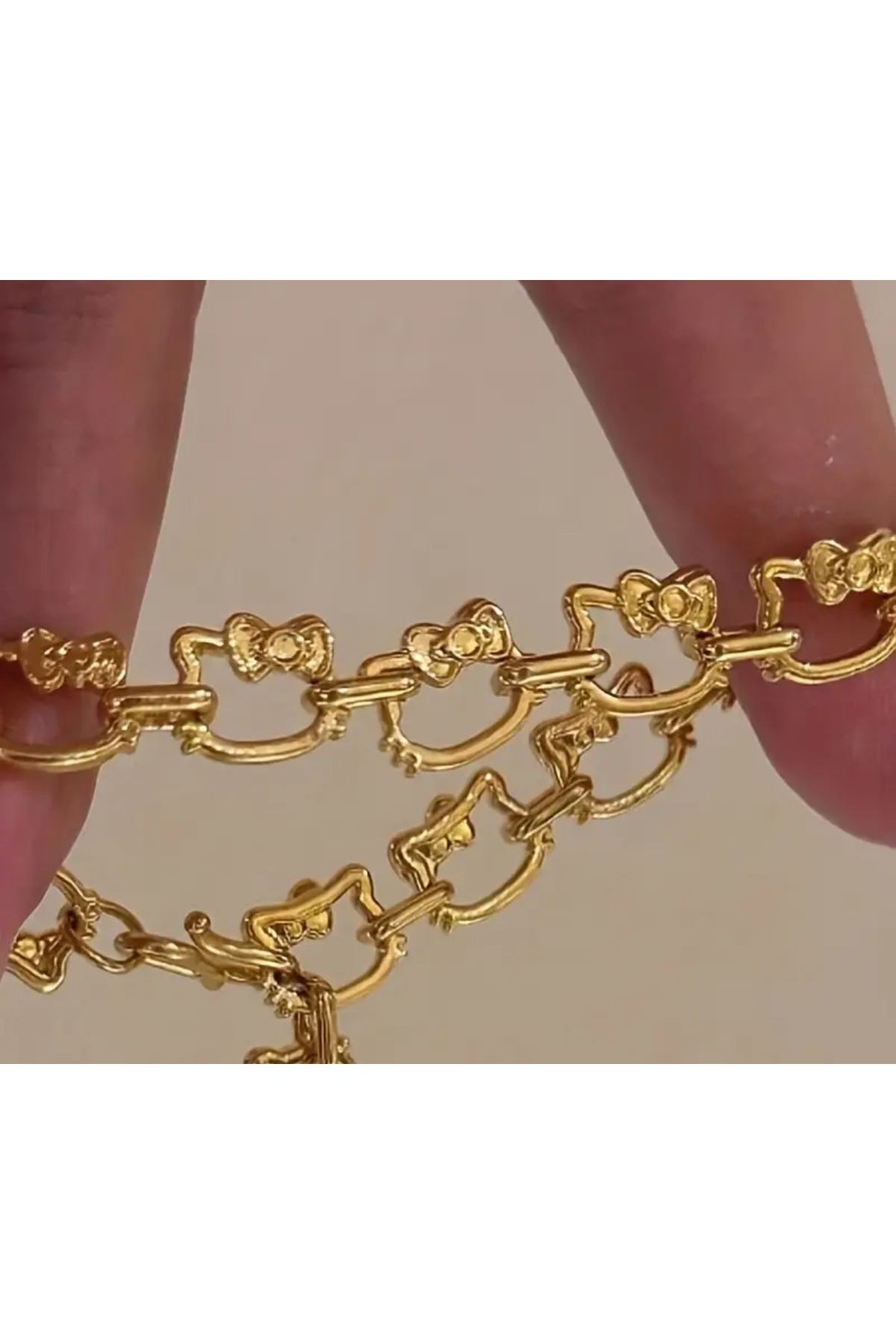 La Saade Y2k Hello Kitty Titanyum Gold Bileklik
