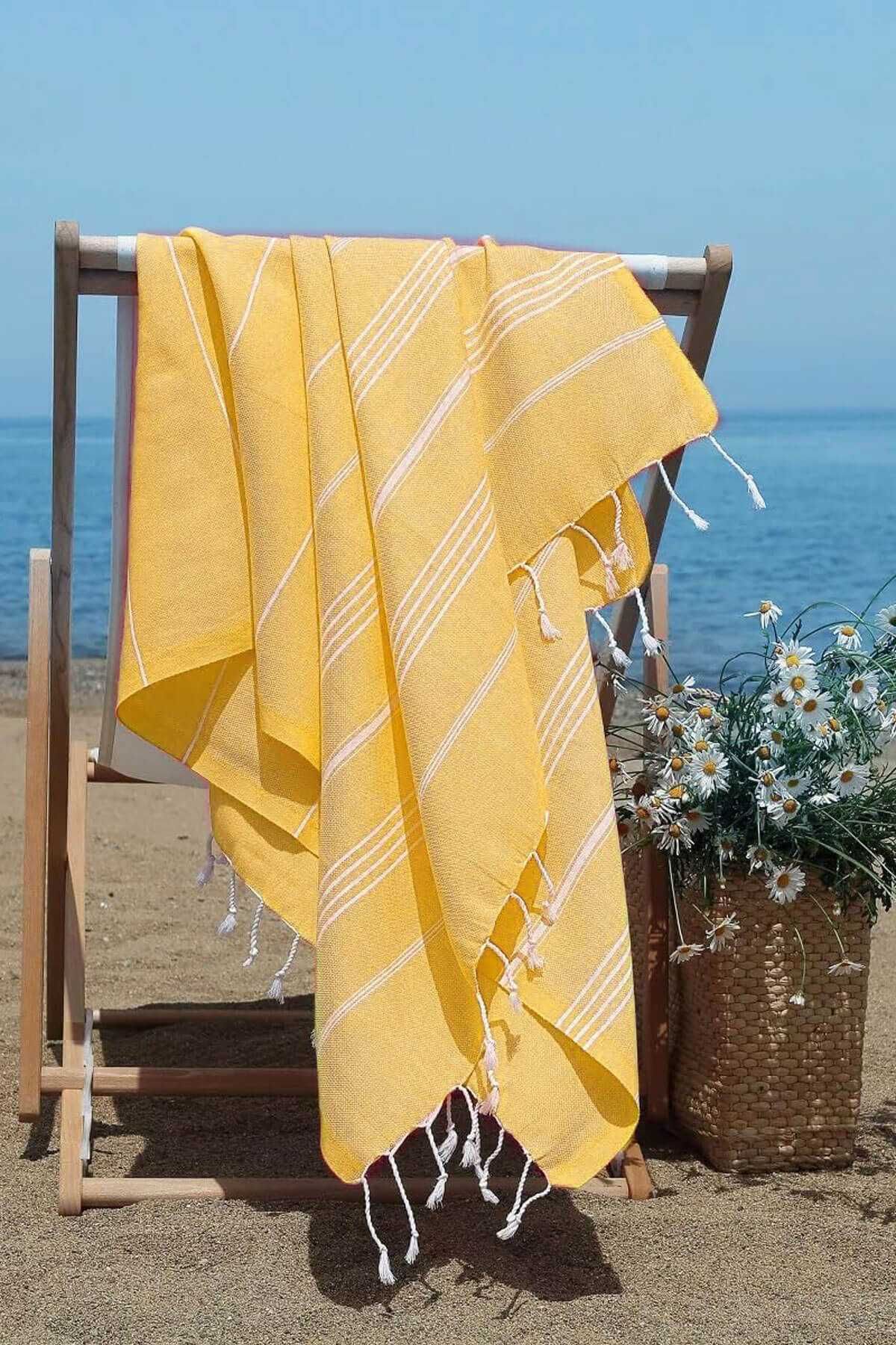 merland benvecocuk Summer Wind Soft %100 Pamuk Peştemal 100x180 cm Sarı
