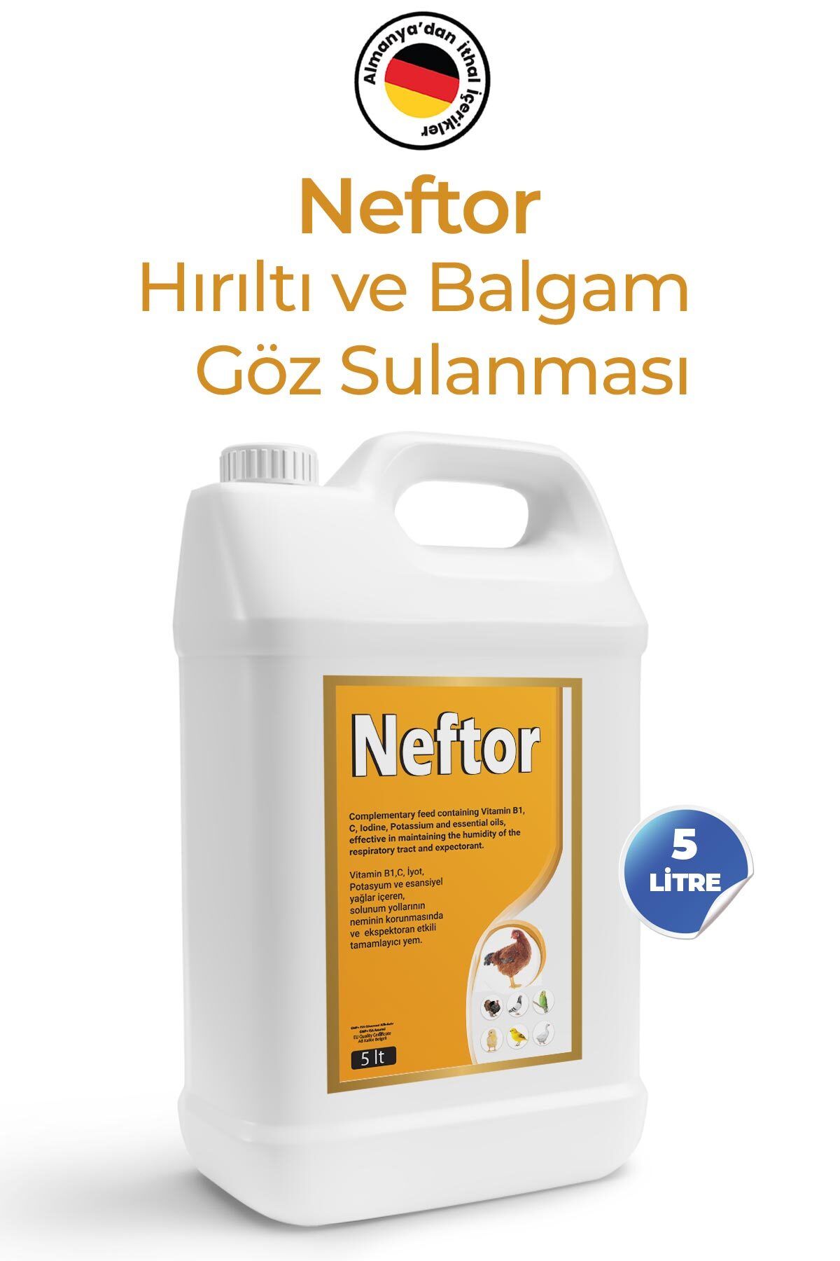 Munich Vet Neftor Kuşlar Için Hırıltı Ve Nefes Ürünün 5 Litre