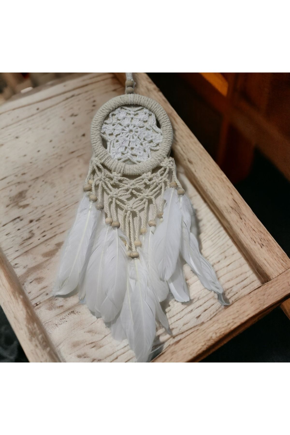 Orkun MANDIRACILAR Rüya Kovan Dream Catcher Beyaz Kuş Tüylü