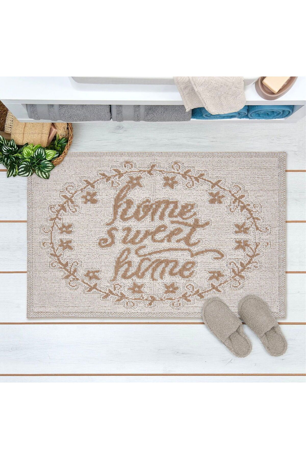 MATMEL Home Sweet Home Banyo Paspası - Ekru - 50x80 cm