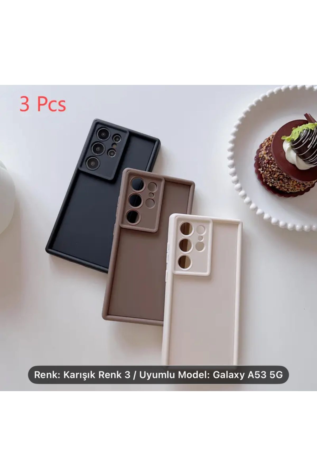 Store Samsung Galaxy A53 5G Uyumlu Mat Renkli Kamera Korumalı Kılıf (3 adet)