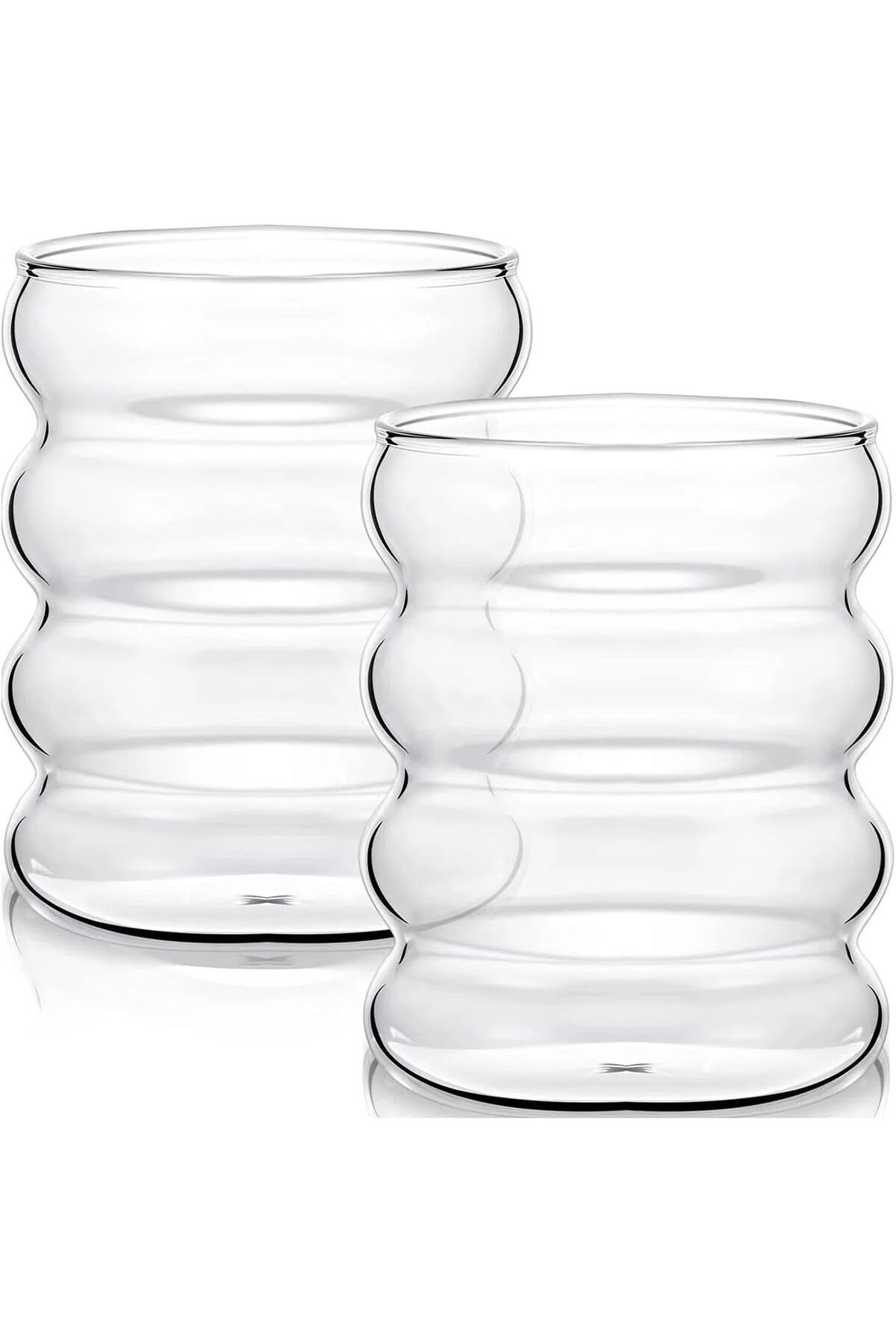 STOREMAX ELZ Home 2 Adet 300 Ml Boğumlu Borosilikat Bardak, Termisil Şeritli, Isıya Dayanıklı Sunum Bard
