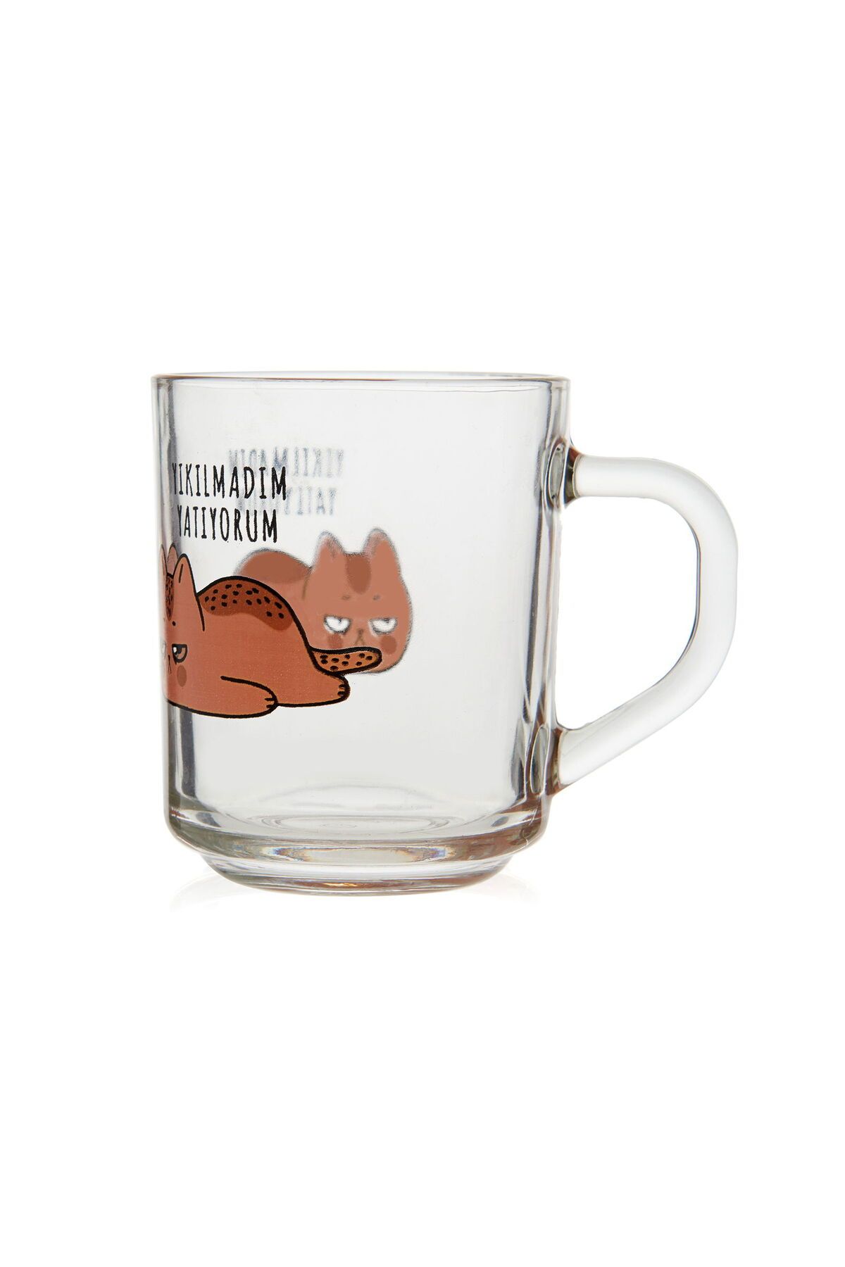 ASPARTAM Kulplu Desenli Cam Kupa - - 250 ml