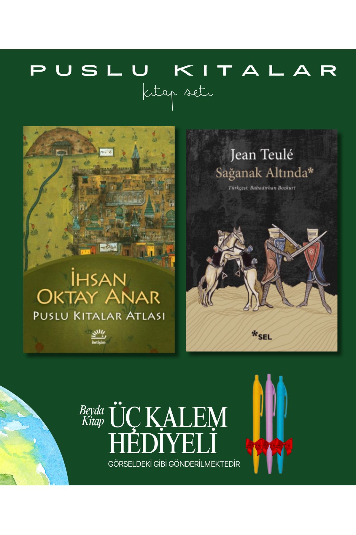 İletişim Yayınları Puslu Kıtalar Atlası - Sağanak Altında - Kitap Seti - İhsan Oktay Anar - Kalem Hediyeli
