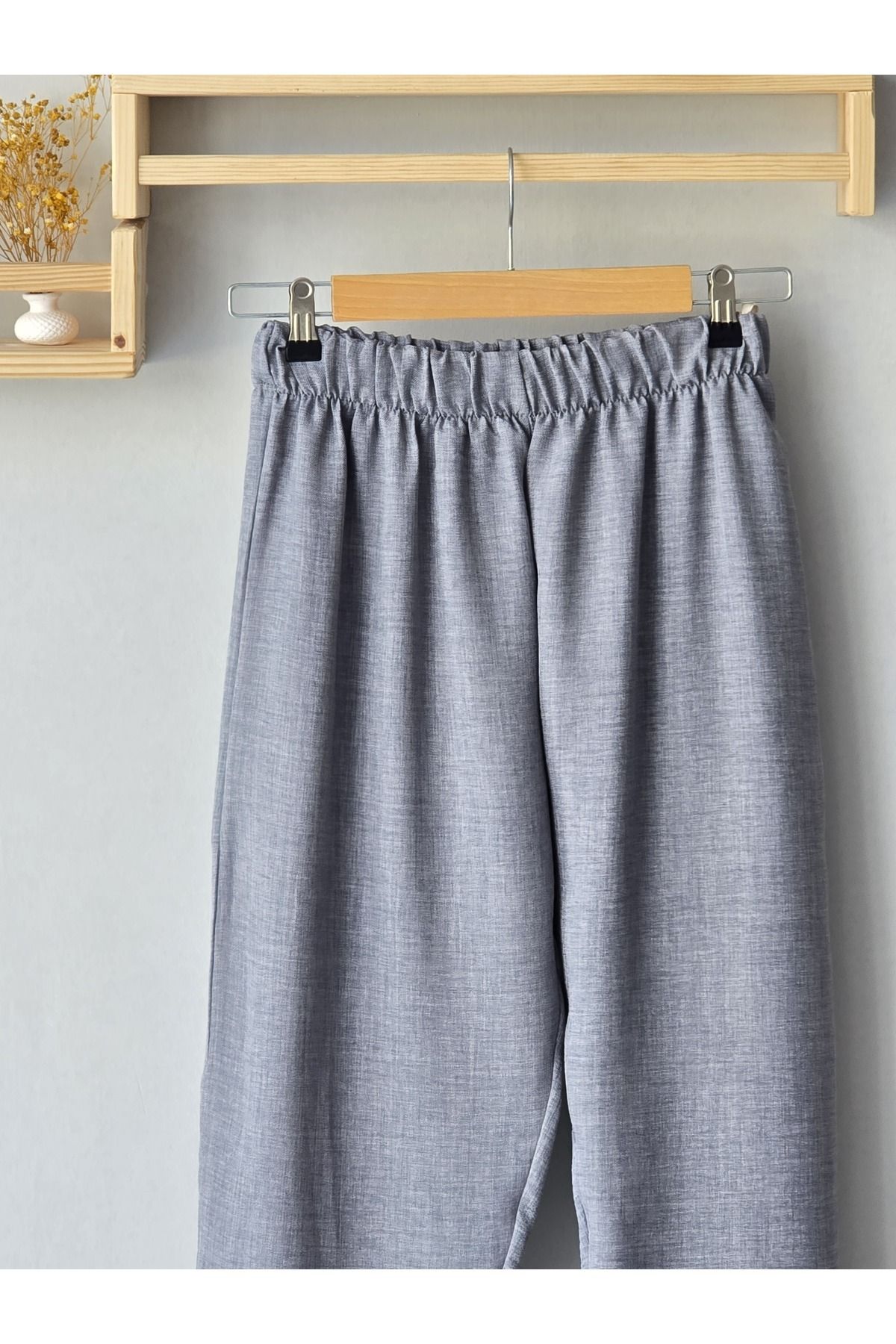 ENDAMIM-Linen Pants Large Size Comfortable Fit Without Pockets Elastic Waist 3