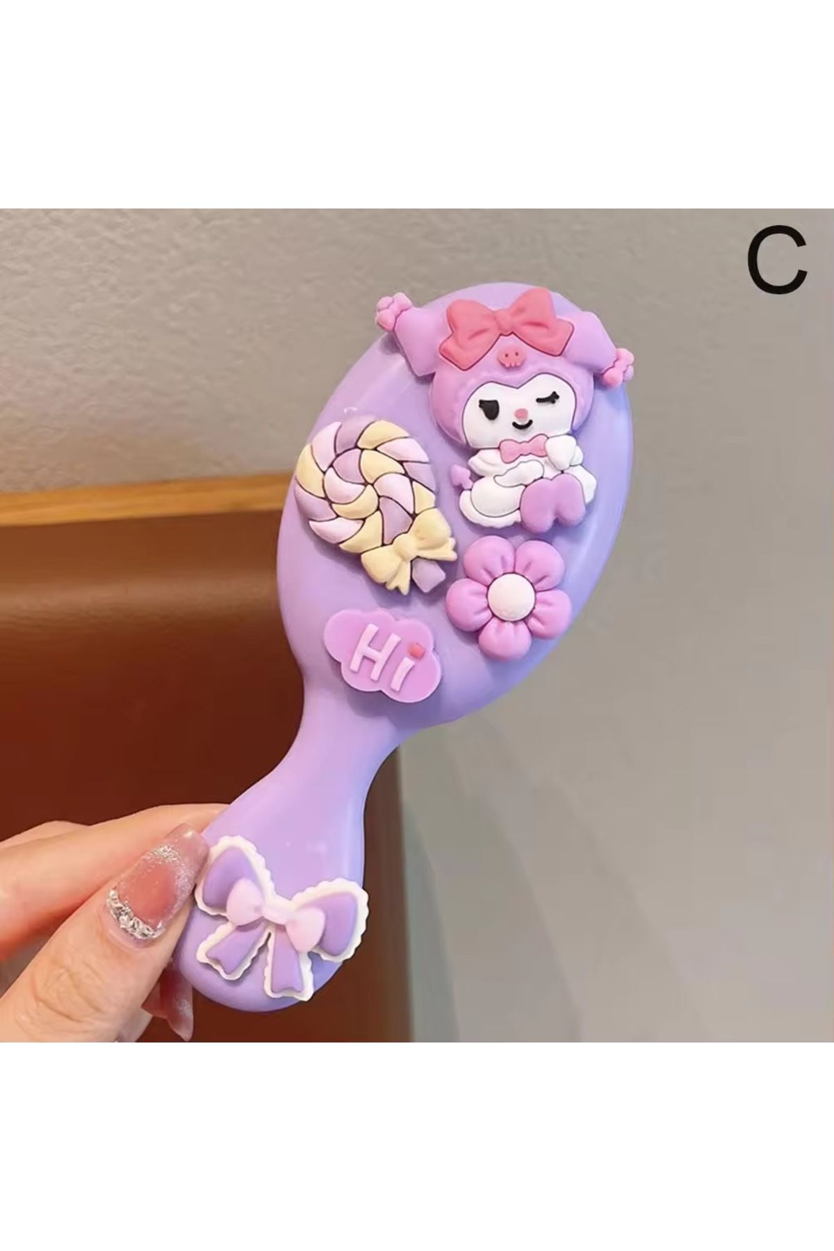 synshop Kuromi Kuromili Mor Sevimli Kedi Kolay Saç Açma Tarama Fırça Tarak Genç Kız Çocuk Bebek