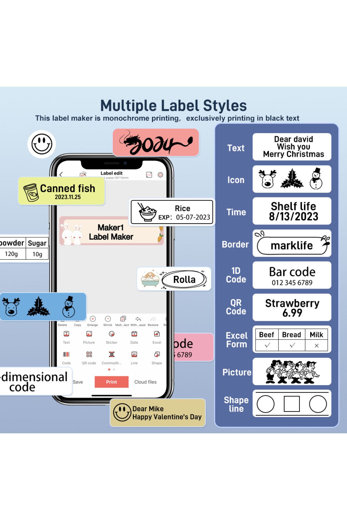 KidLe-Mini Label Maker, Bluetooth Label Maker Machine with Tape, Waterproof Labels 4