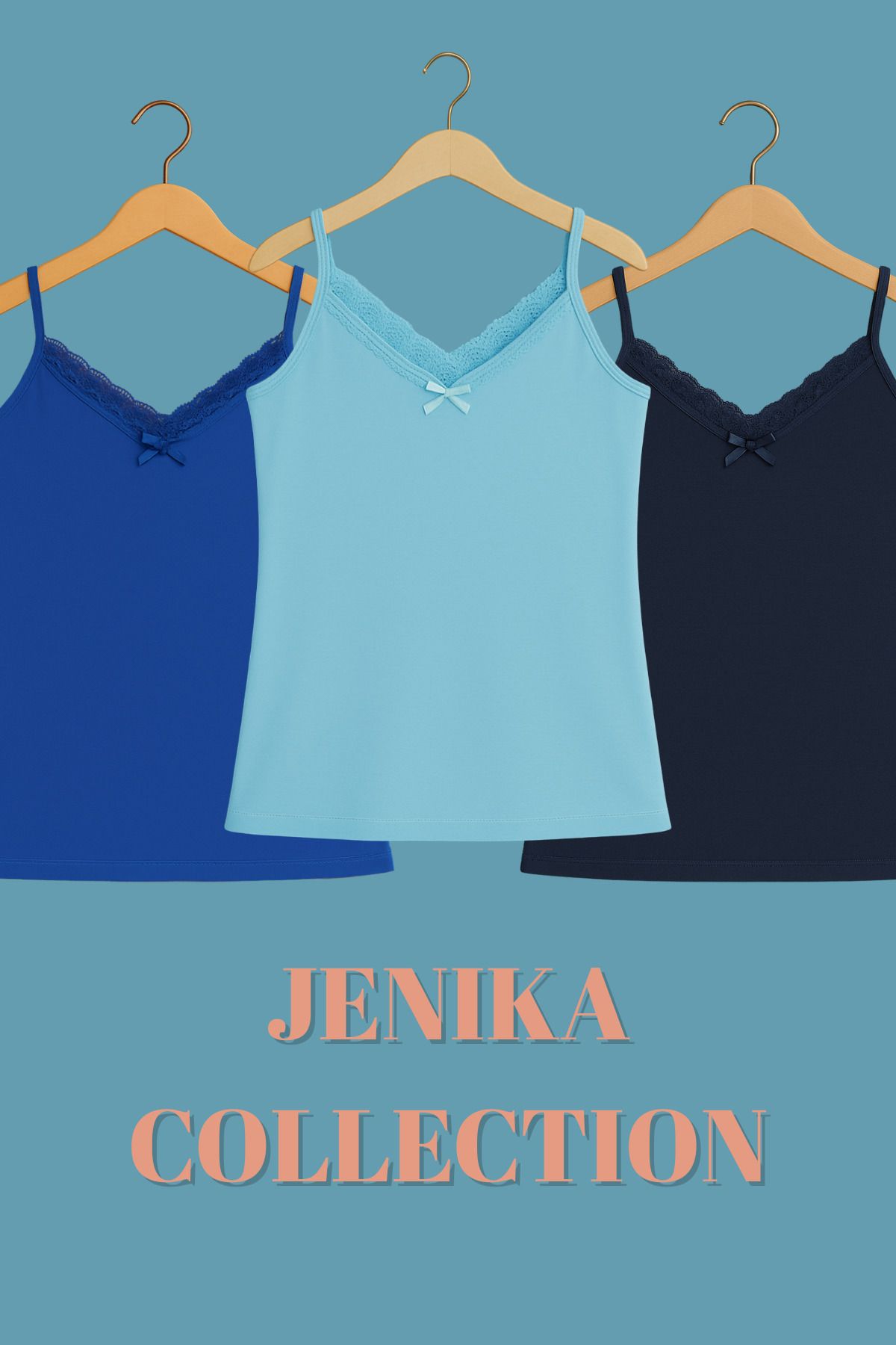 JENİKA Düz Renk Pamuklu İp Askılı Kadın 3 lü Atlet
