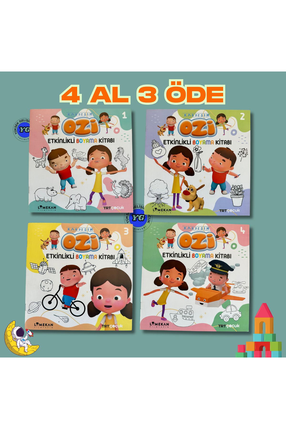 Burhan Yayınları KARDEŞİM OZİ ETKİNLİKLİ BOYAMA 4'LÜ SET