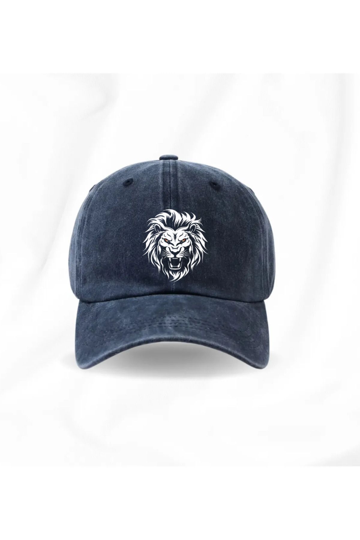 Touz Moda Yıkamalı Vintage Aslan Baskılı Unisex Şapka