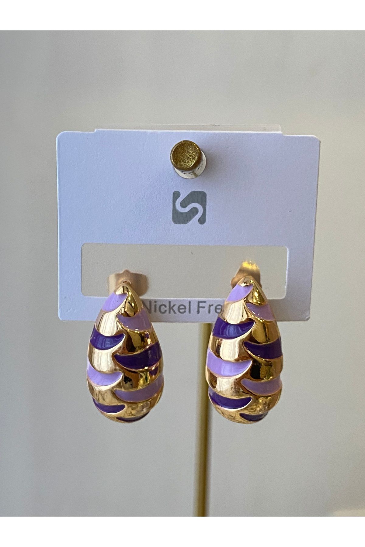 Çelik Zra Model Mor Bottega Çelik Küpe