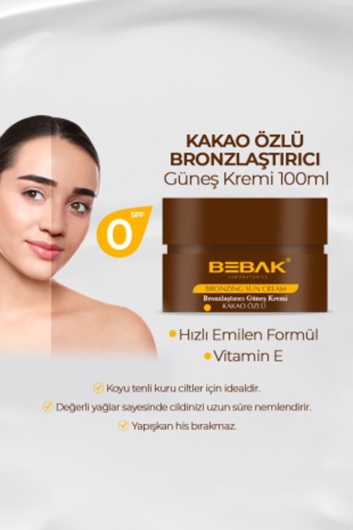 Bebaks-Cocoa Extract Bronzing Sunscreen 100 ml 0 Spf 3