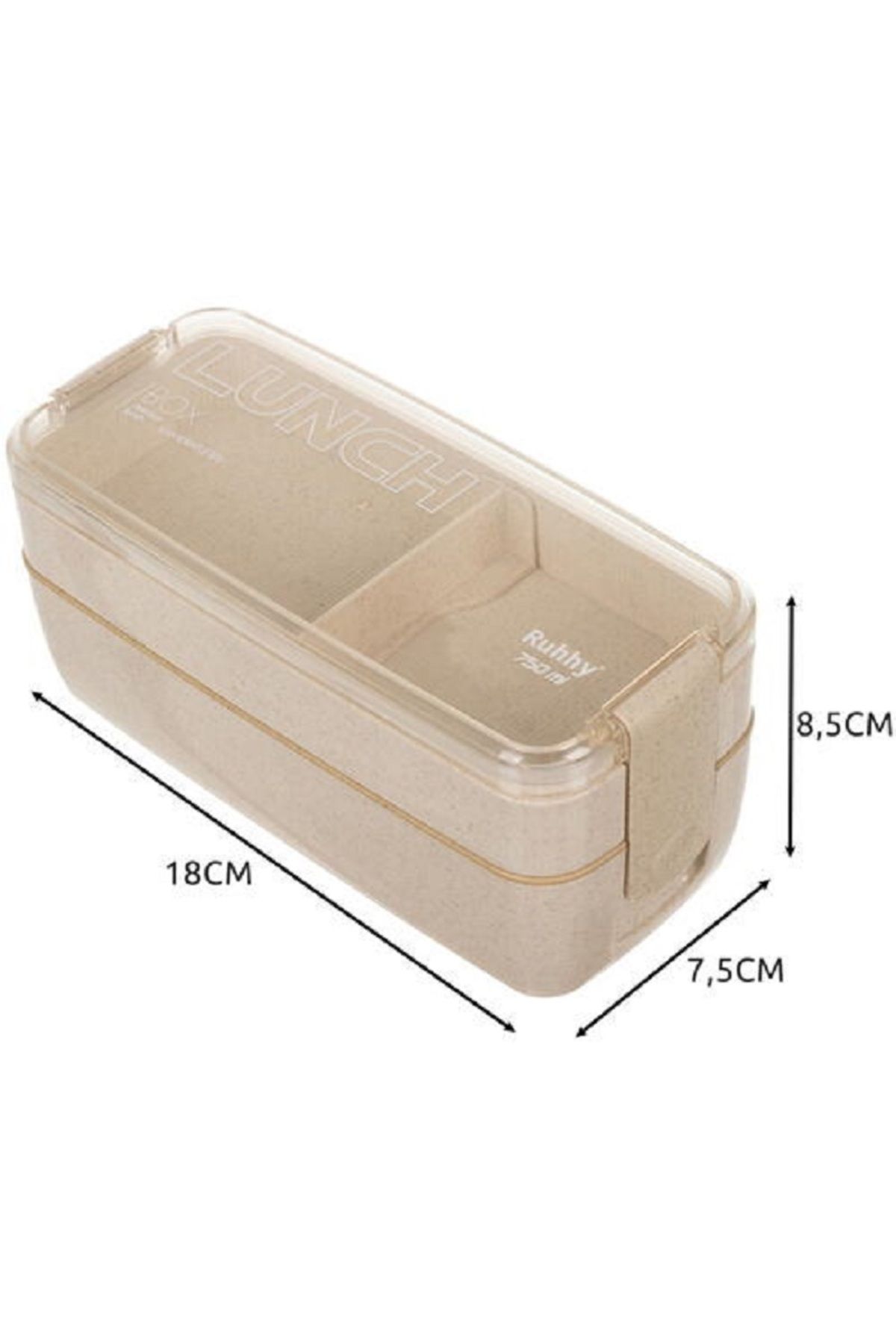 SMARTECH-Food lunch box, Spoon and Fork Included, 750 ml, Beige, Made from Eco-Friendly Material 7