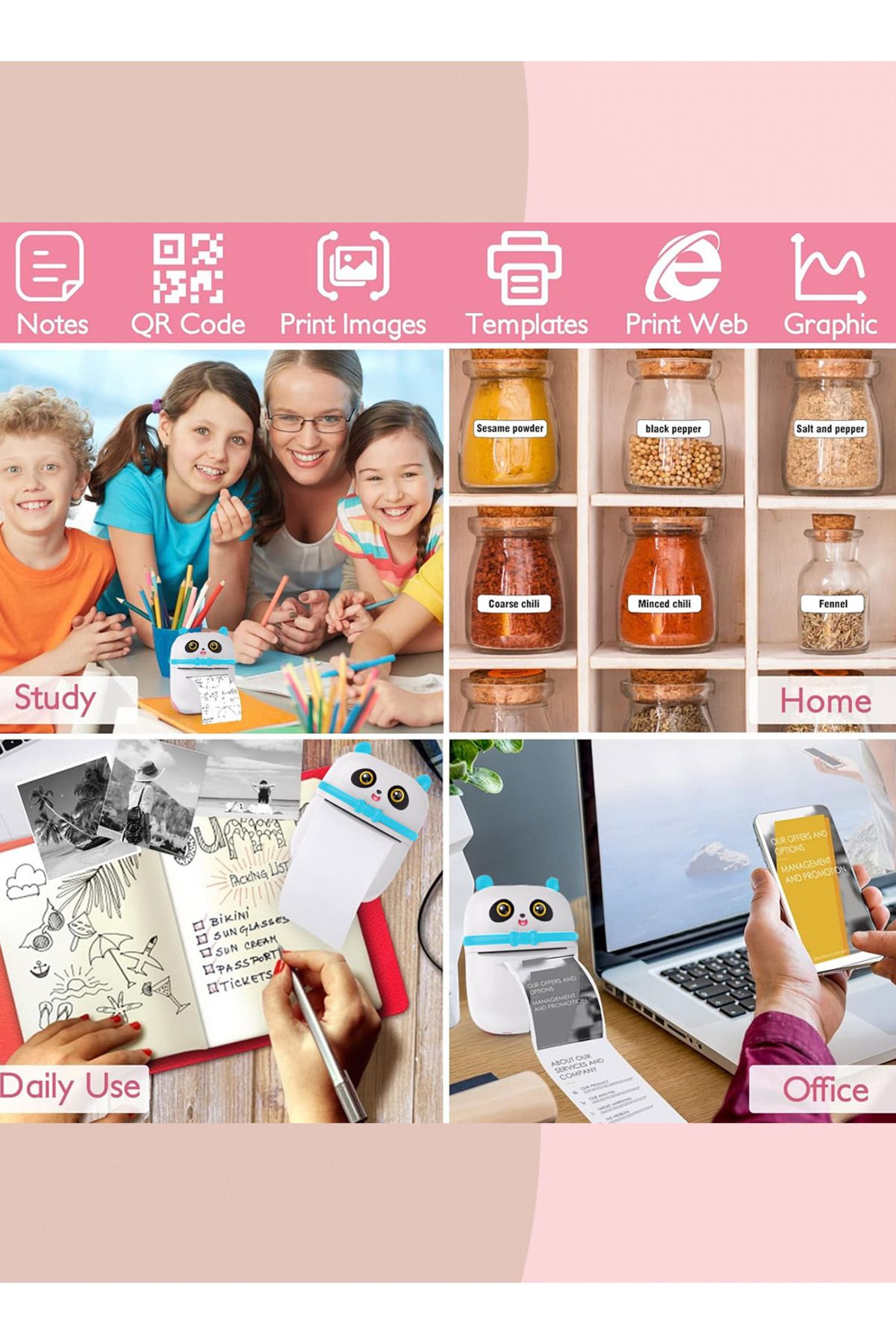 KidLe-Mini Pocket Panda printer Bluetooth Wireless Smart Printer with Android APP 3