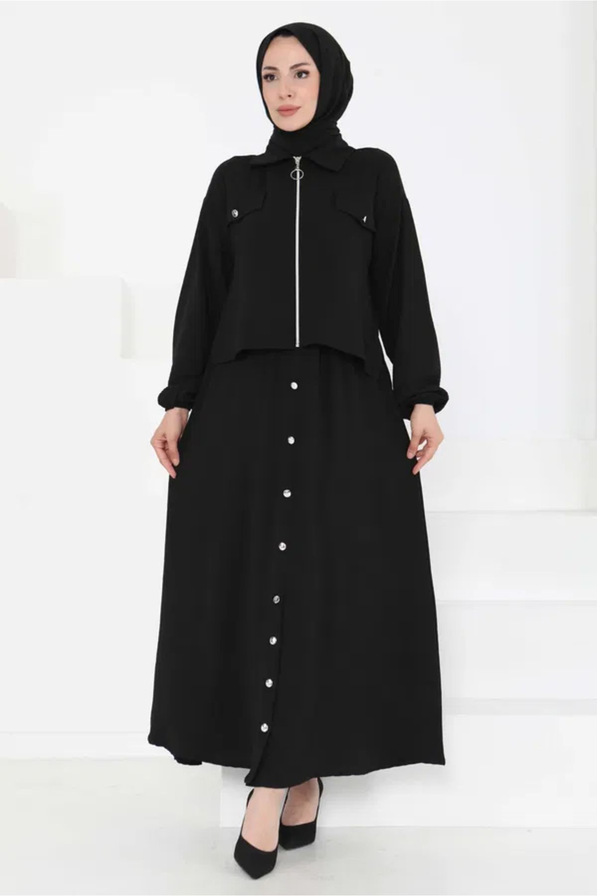 Butik Fermuar Detay Elbise Takım