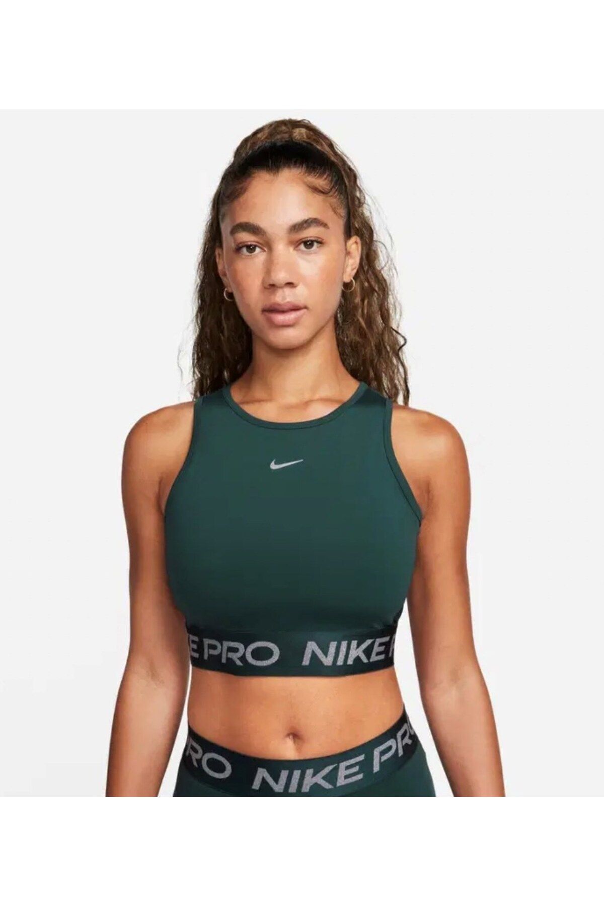 Nike Pro Dri-FIT Crop Tank Shine Kadın Yeşil Bra fb5588-328