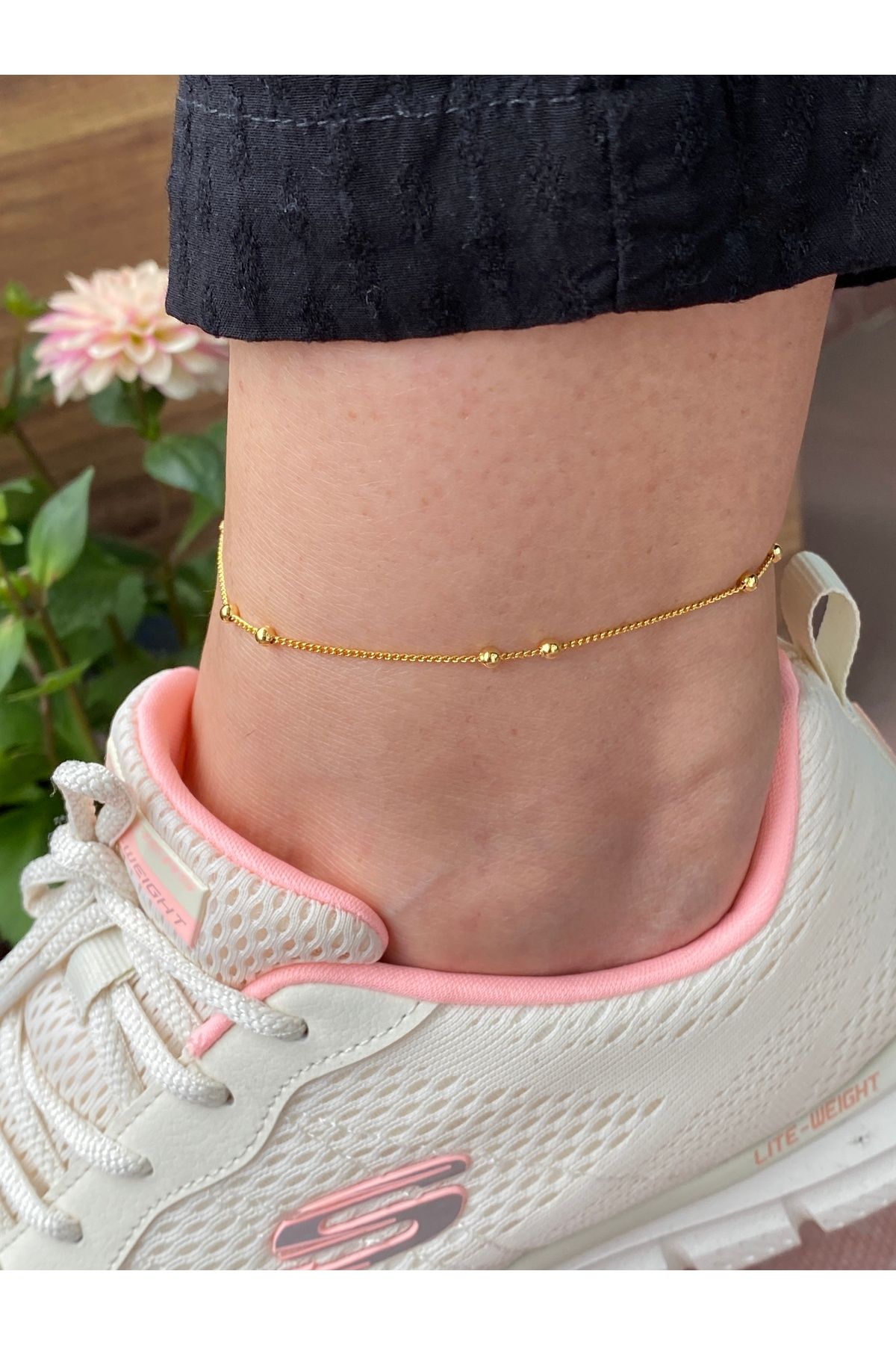 kurukafagift Çelik Halhal İnce Toplu Taşlı Model Gold Renk