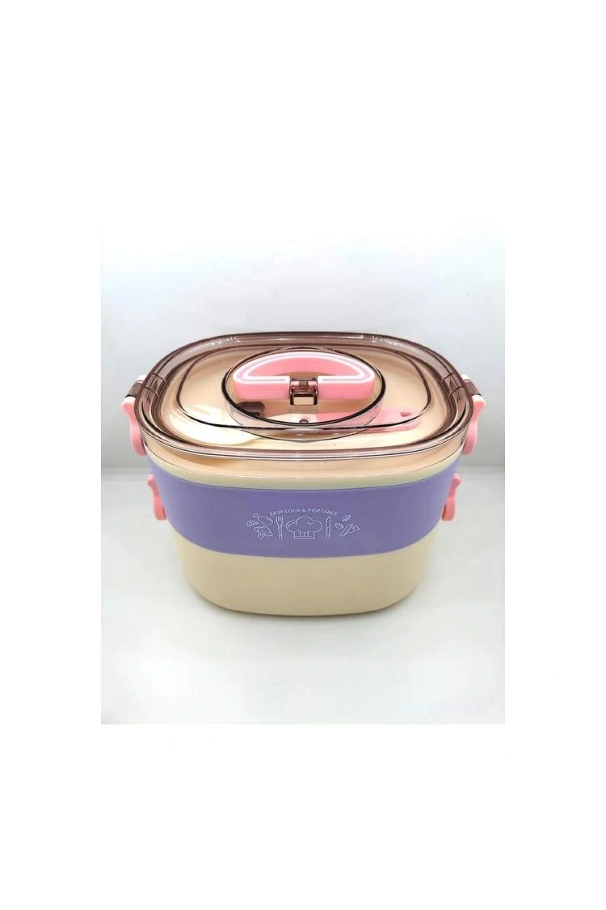 Vagonlife VAGONLİFE BL50251-2 ÇELİK YEMEK KABI 2 KATLI 3 BÖLMELİ LUNCH BOX MOR