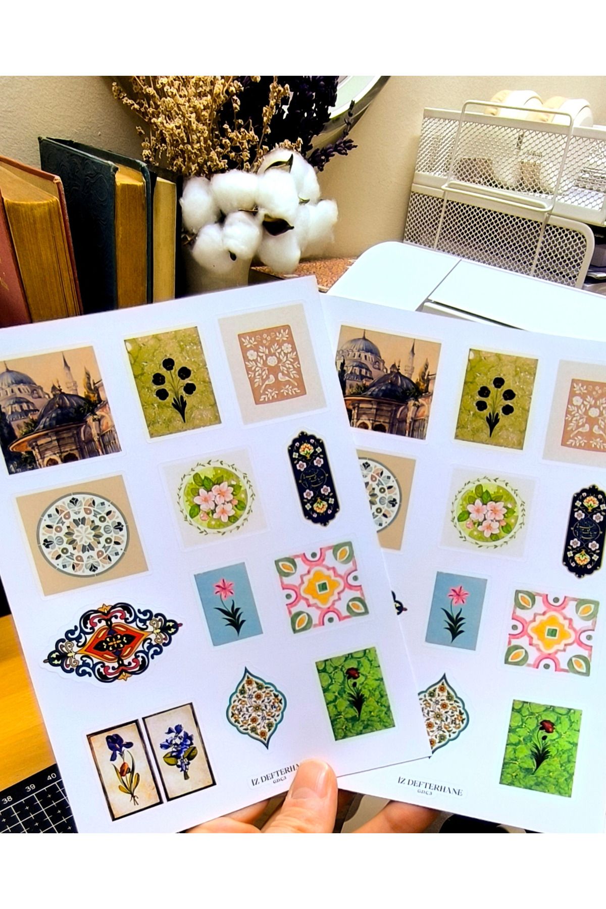 İZ DEFTERHANE Geleneksel Desenler Osmanlı Motifleri Çıkartma Sticker 1 Adet (Defter ajanda için)